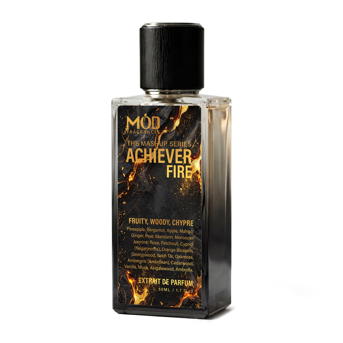 Achiever Fire Perfum Bottle Mod Fragrances The Mashup Series. Black color. Aventus, Blue Talisman and God of Fire Hybrid. 