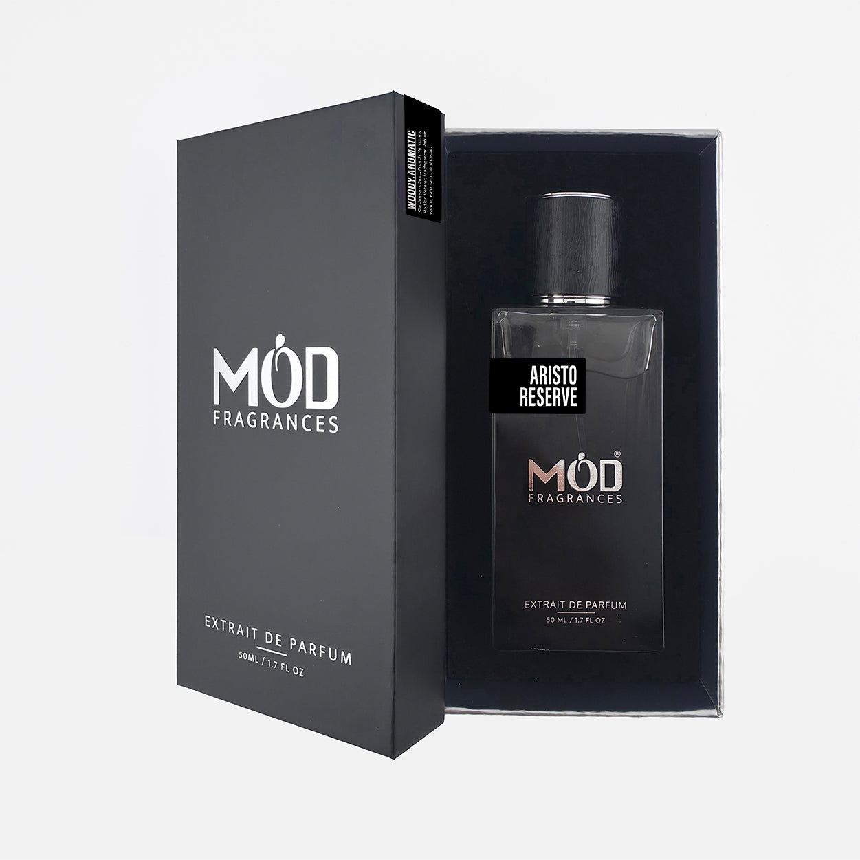 MOD Fragrances Extrait de Parfum bottle and packaging on a white background