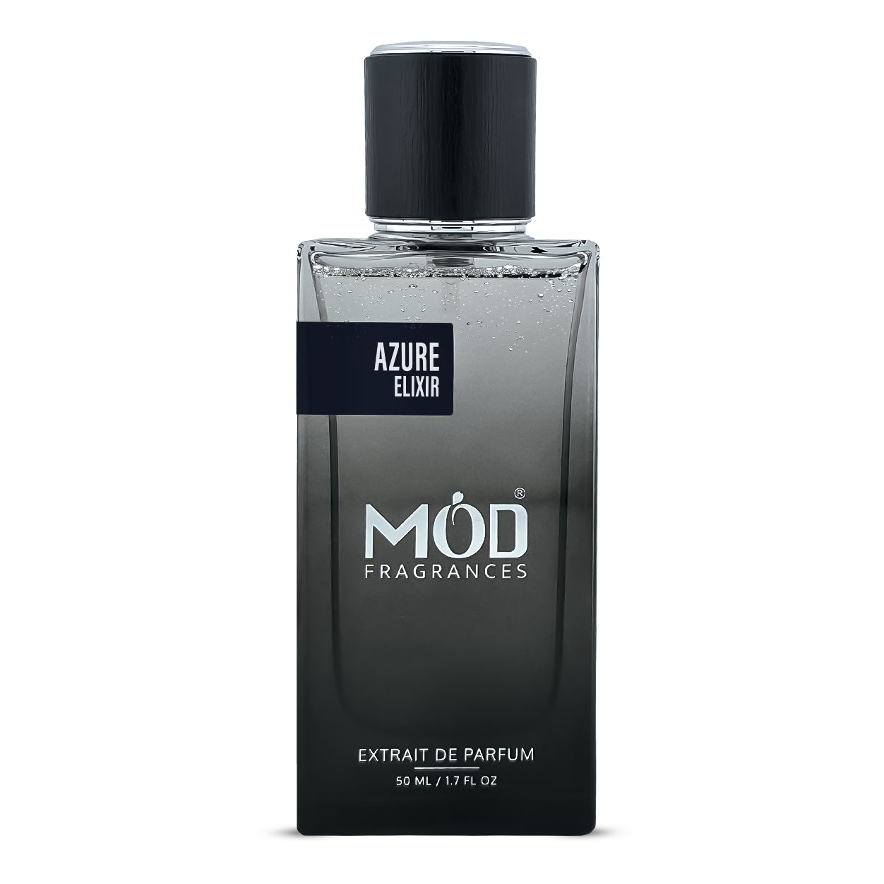 Inspired by Bleu De Black perfume bottle with 'Möd Fragrances' branding on a white background