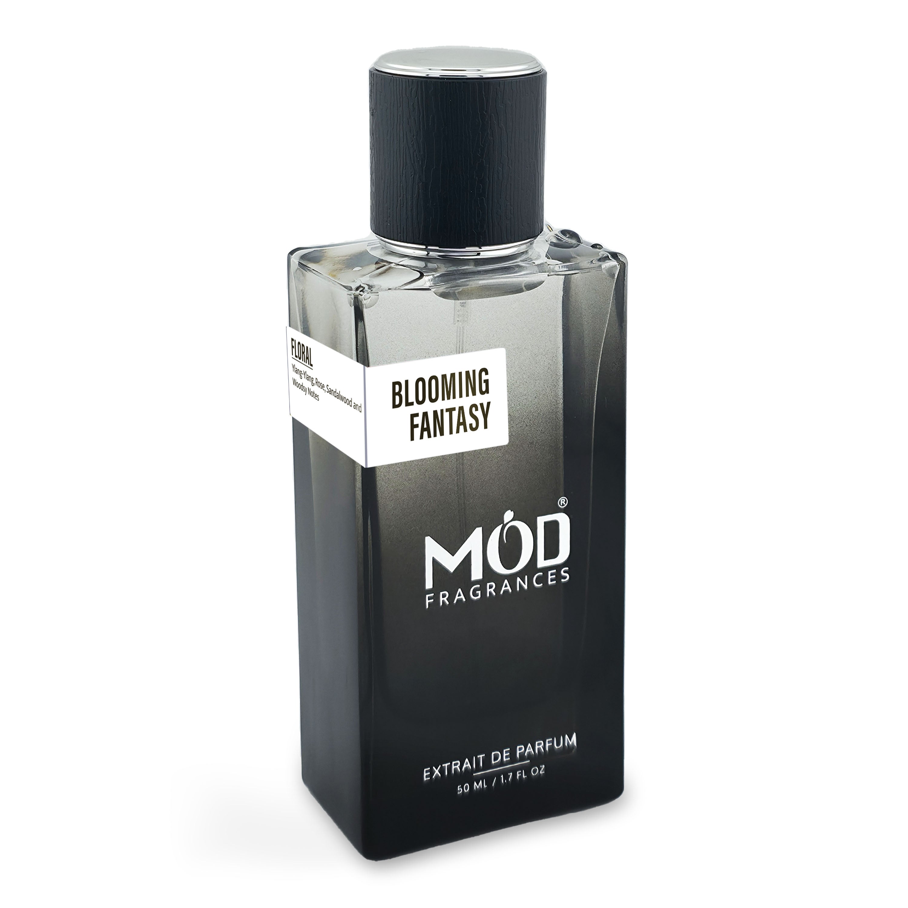 Jadore Dupe Perfume bottle labeled 'Blooming Fantasy' by MOD Fragrances on a white background