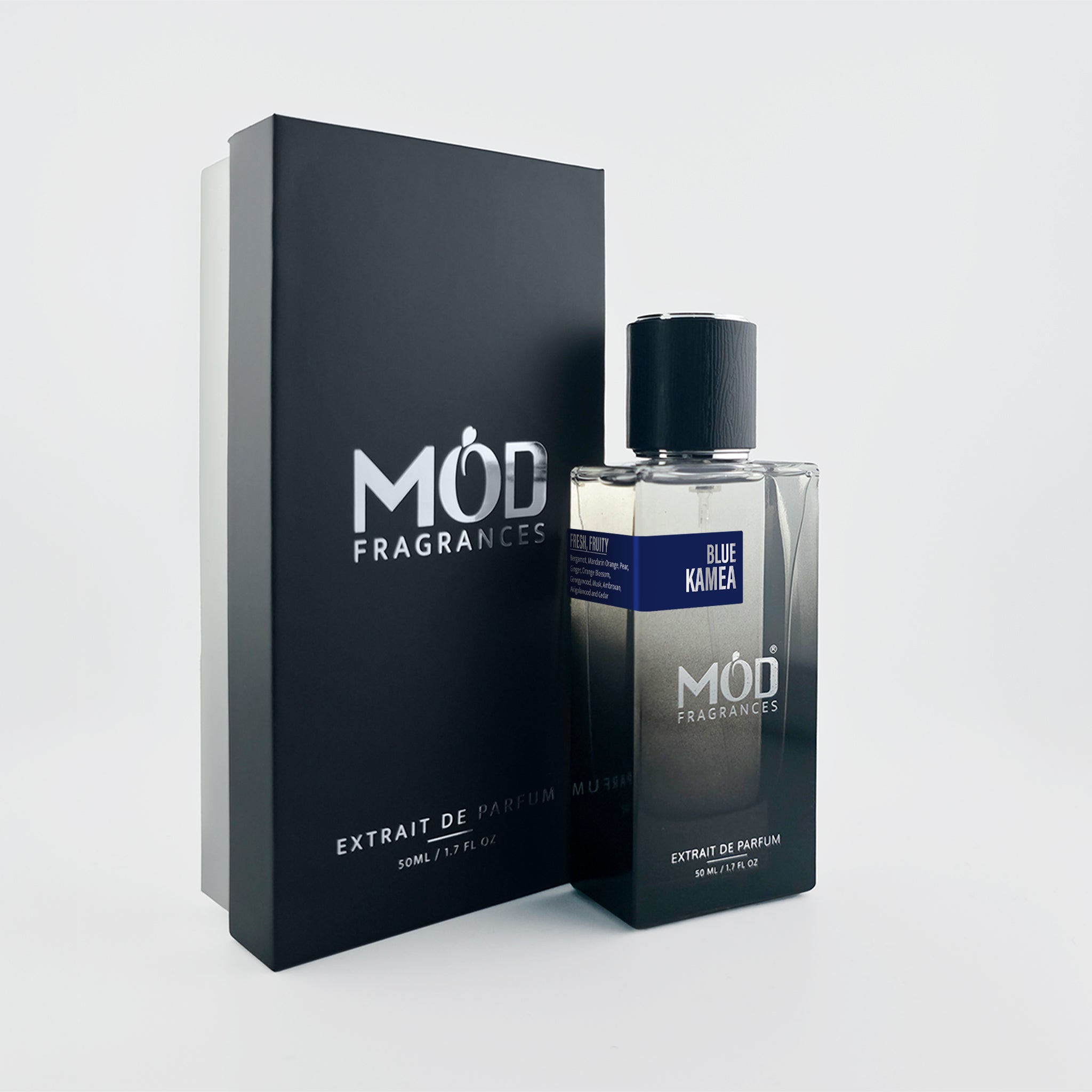 Mod Fragrances perfume bottle and packaging on a light gray background