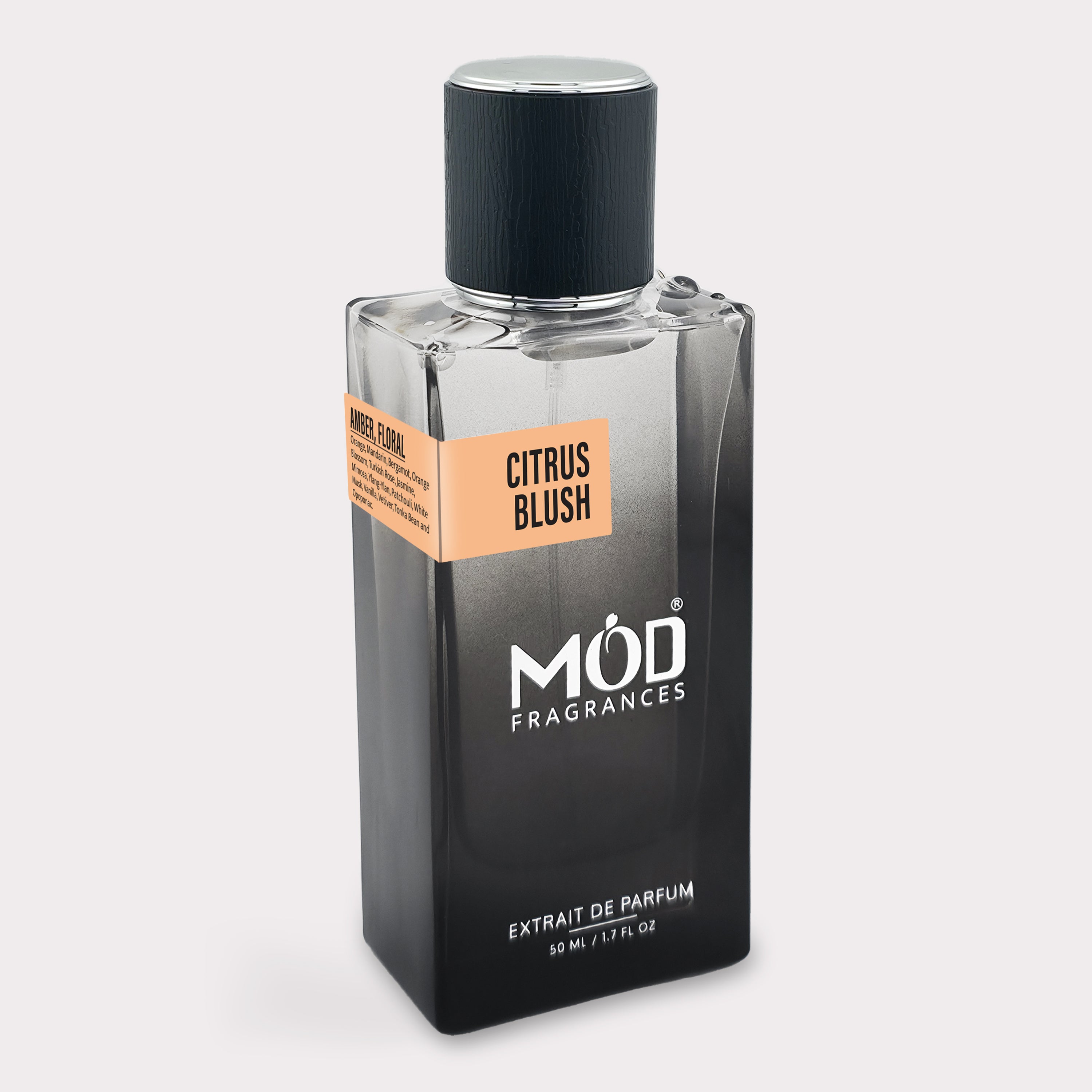 Perfume bottle labeled 'MOD Fragrances' on a white background