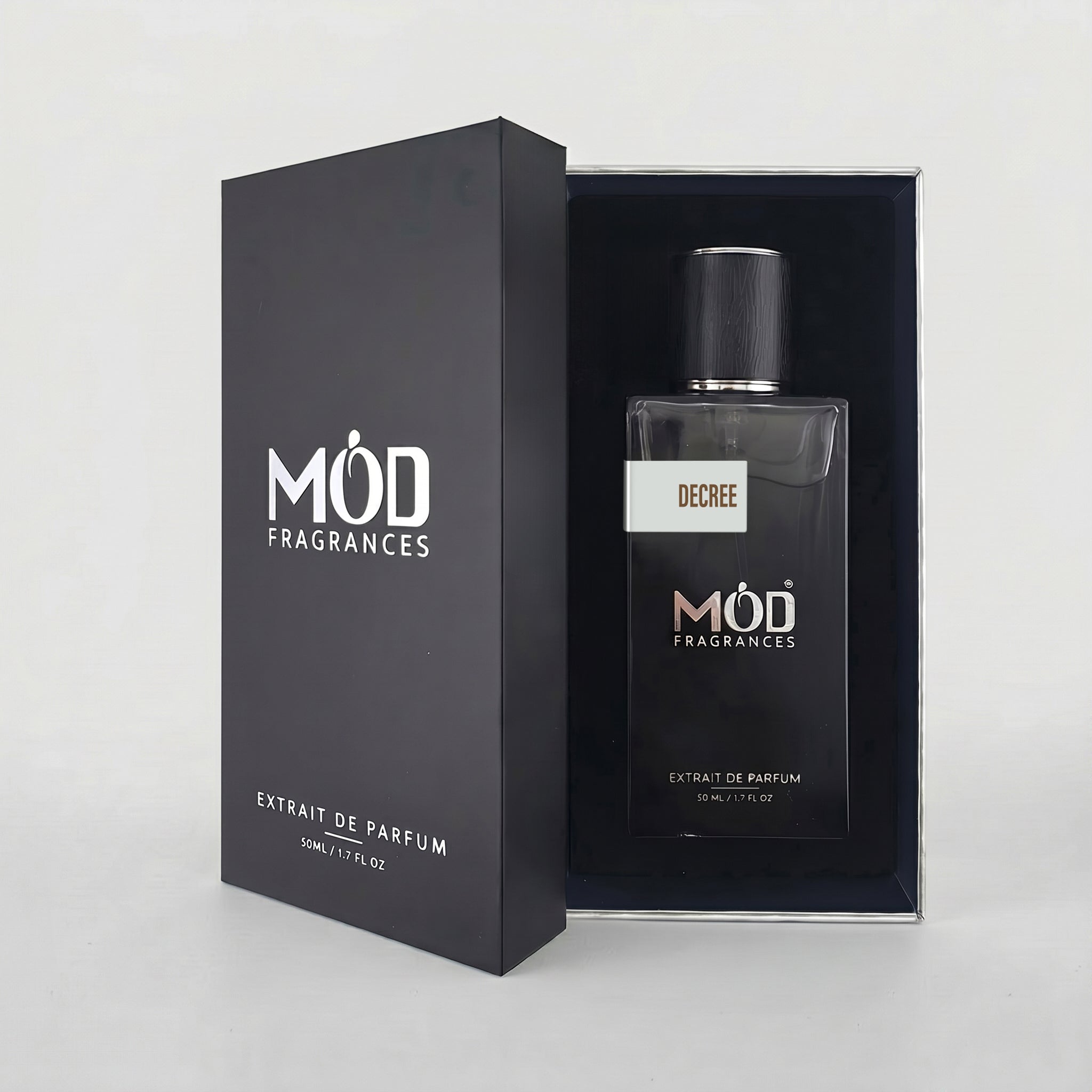 Mod Fragrances perfume bottle and packaging on a light gray background