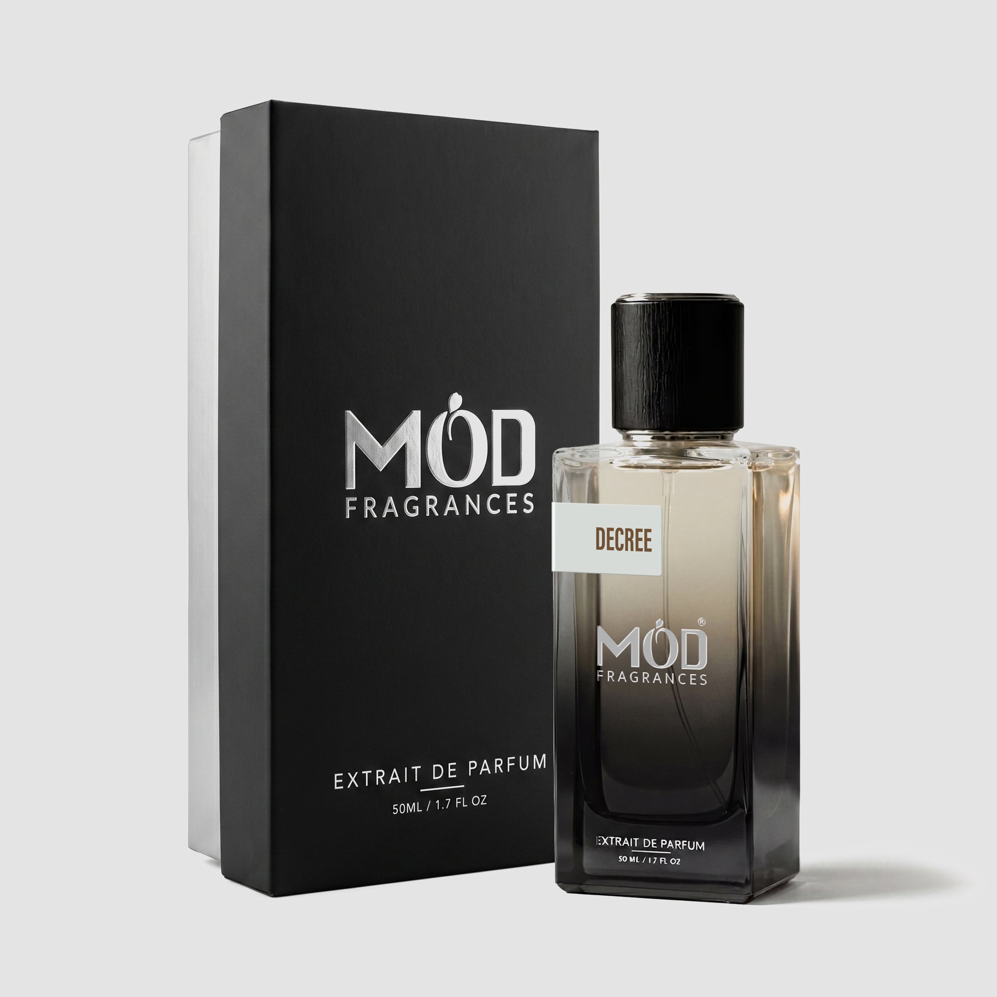 Mod Fragrances Extrait de Parfum bottle and packaging on a light gray background