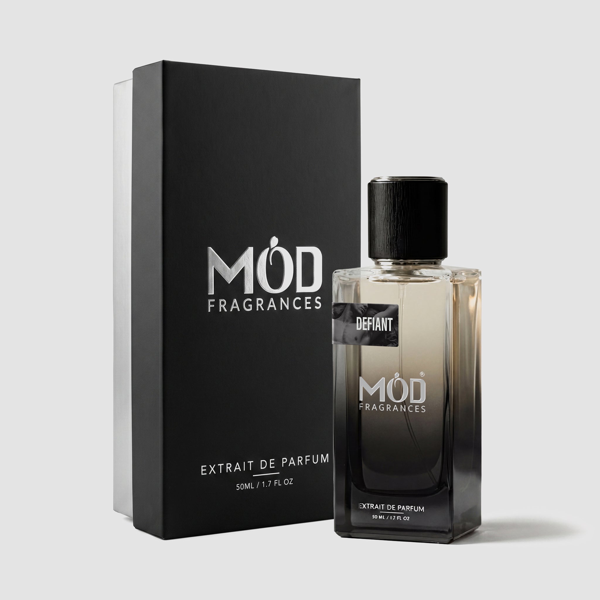 Mod Fragrances Extrait de Parfum bottle and packaging on a light gray background