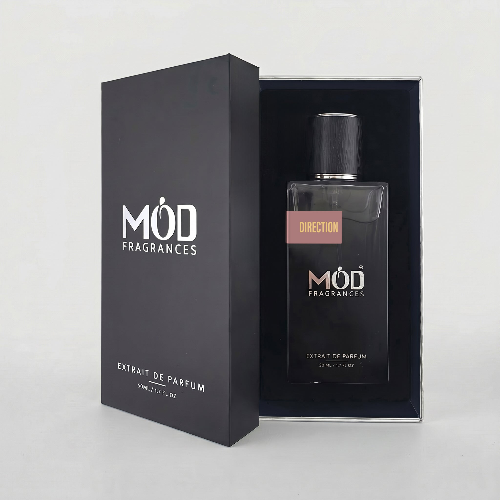 MOD Fragrances perfume bottle and packaging on a light gray background