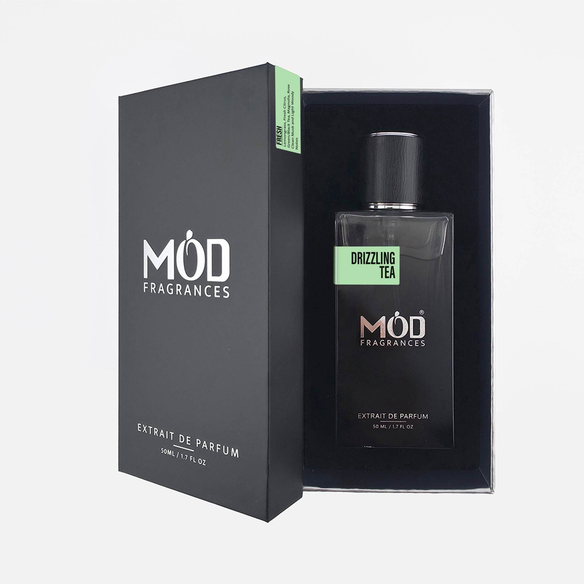 MOD Fragrances perfume bottle and packaging on a white background
