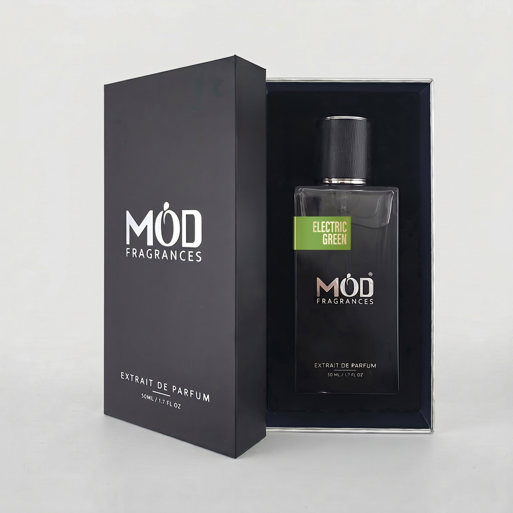 Mod Fragrances perfume bottle with packaging on a light gray background