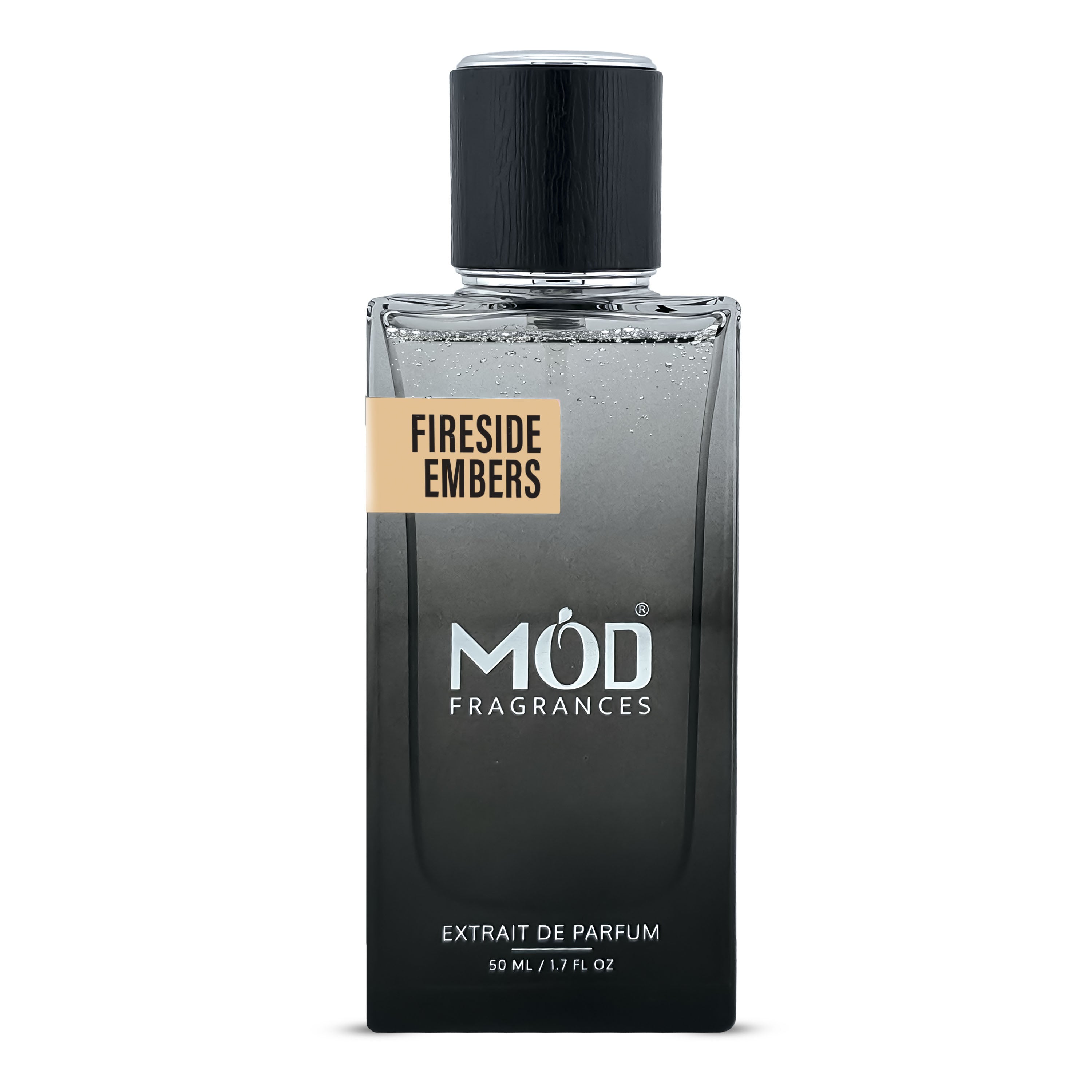 By The Fireplace Dupe Perfume bottle labeled 'Fireside Embers' by MOD Fragrances on a white background