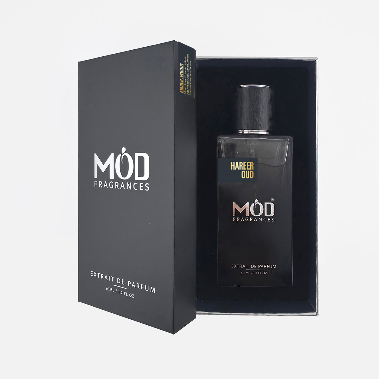 MOD Fragrances perfume bottle and packaging on a white background
