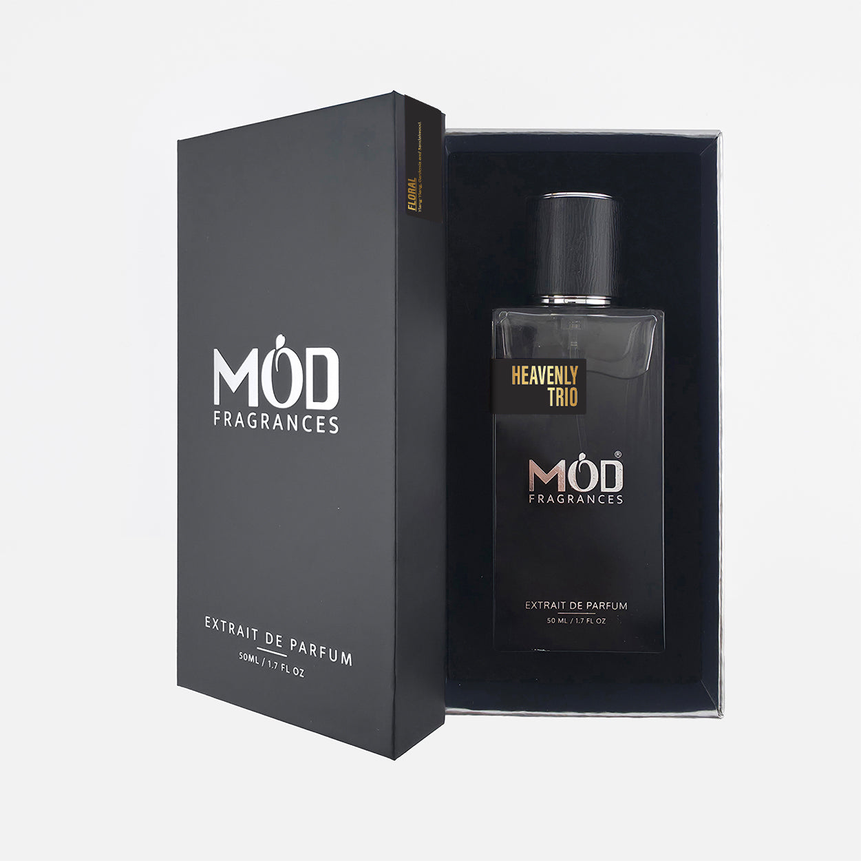 MOD Fragrances perfume bottle and packaging on a white background