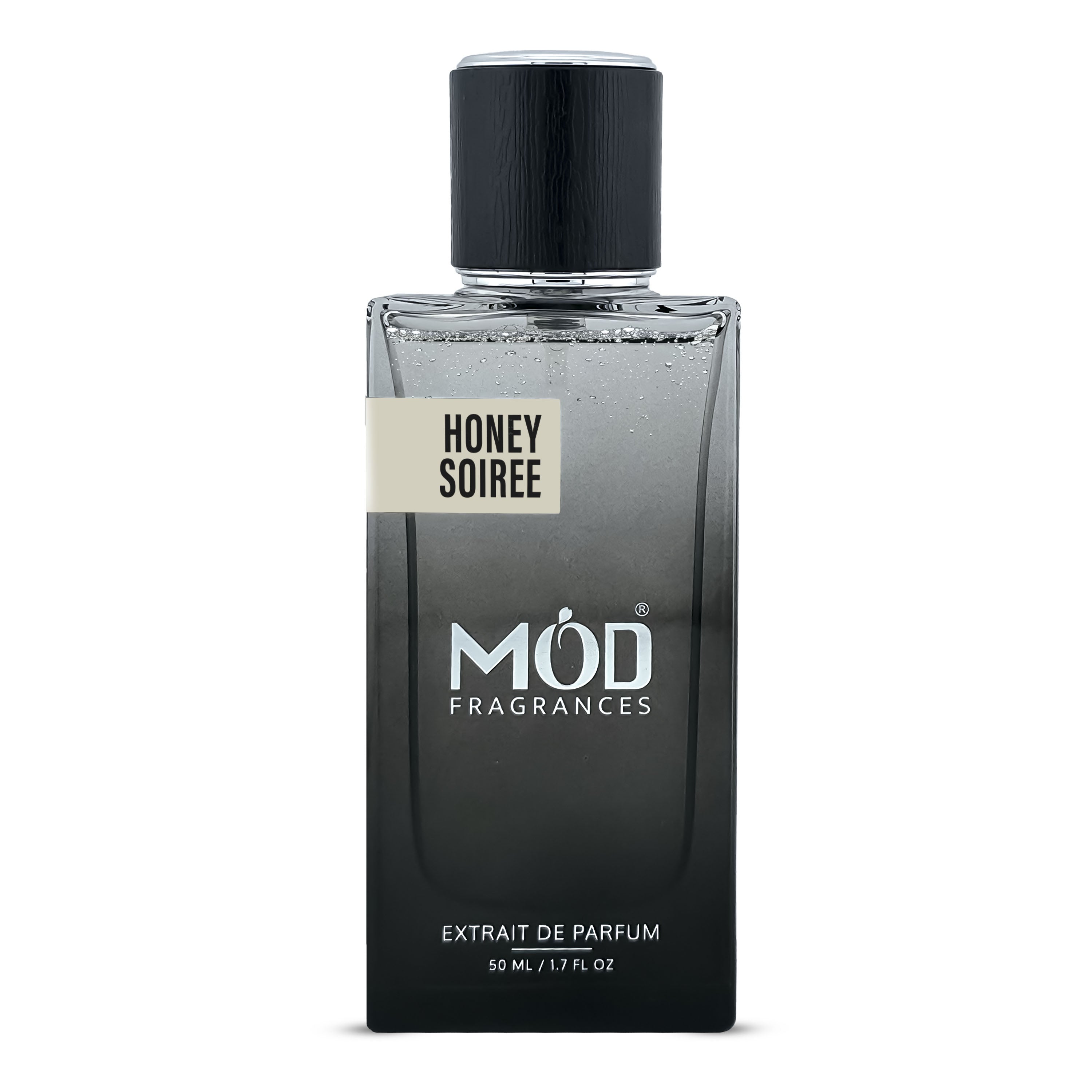 Inspired by Nectarine Blossom & Honey Perfume bottle labeled 'Honey Soiree' by MOD Fragrances on a white background