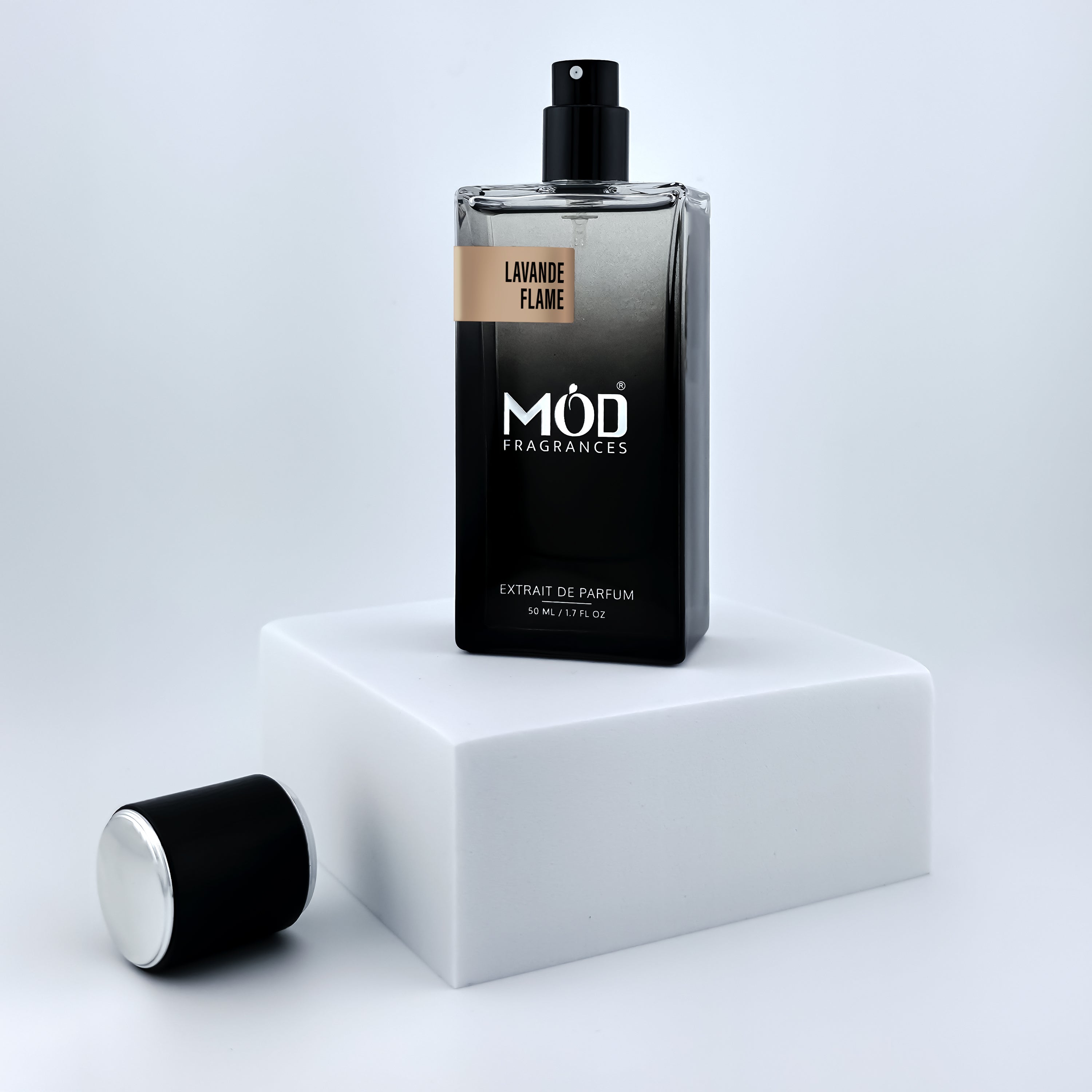 Perfume bottle with 'MOD Fragrances' on a white background
