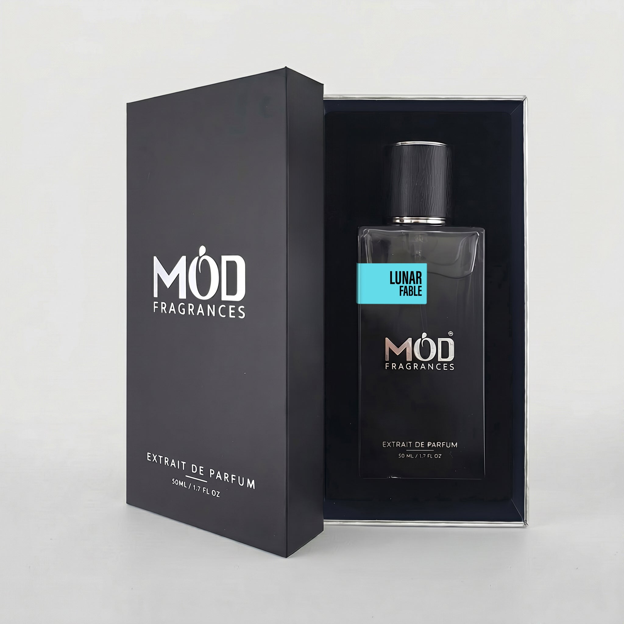 MOD Fragrances 50ml perfume bottle "Lunar Fable" floral fruity fragrance for unisex, inspired by Moon Tale, on white background.