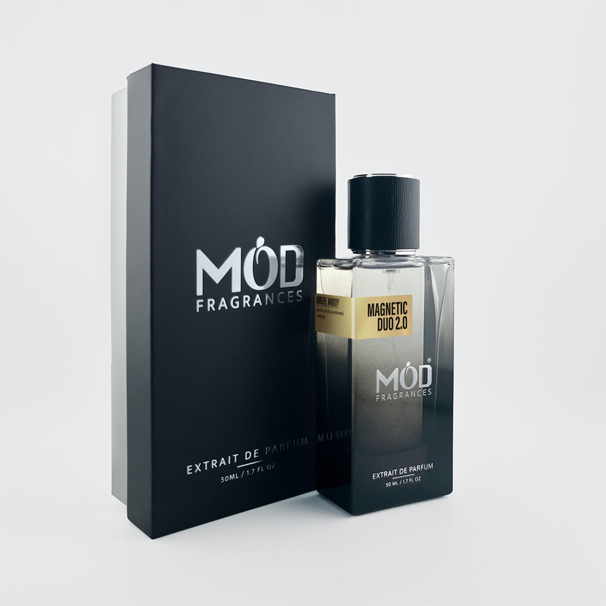 Mod Fragrances perfume bottle and packaging on a light gray background