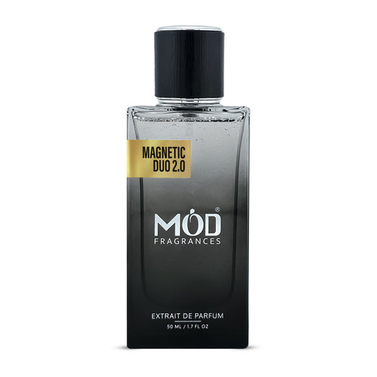 Inspired by Gaultier 2 Black perfume bottle with gold label on a white background