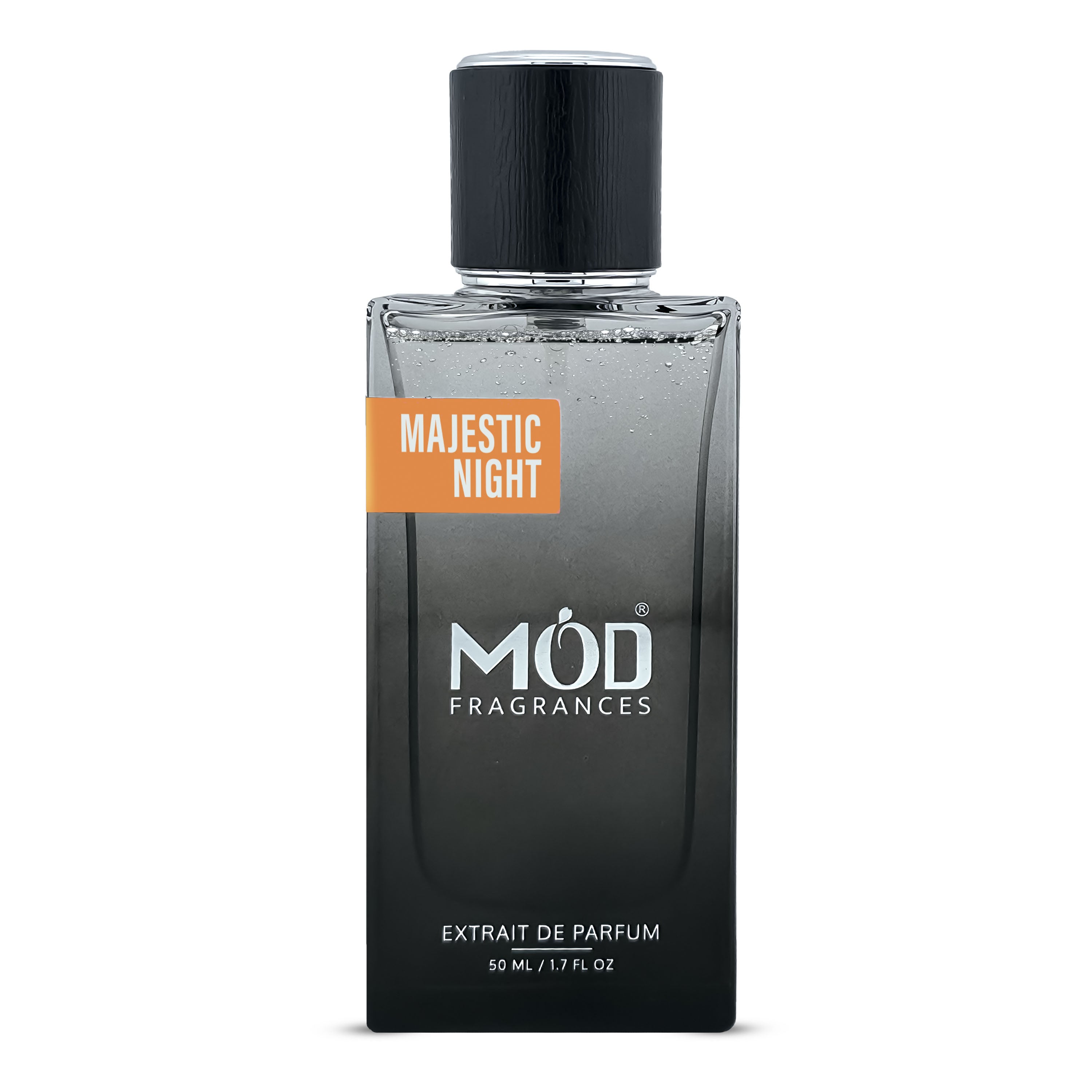 Perfume bottle labeled 'Majestic Night' by MOD Fragrances on a white background Grand Soir Dupe