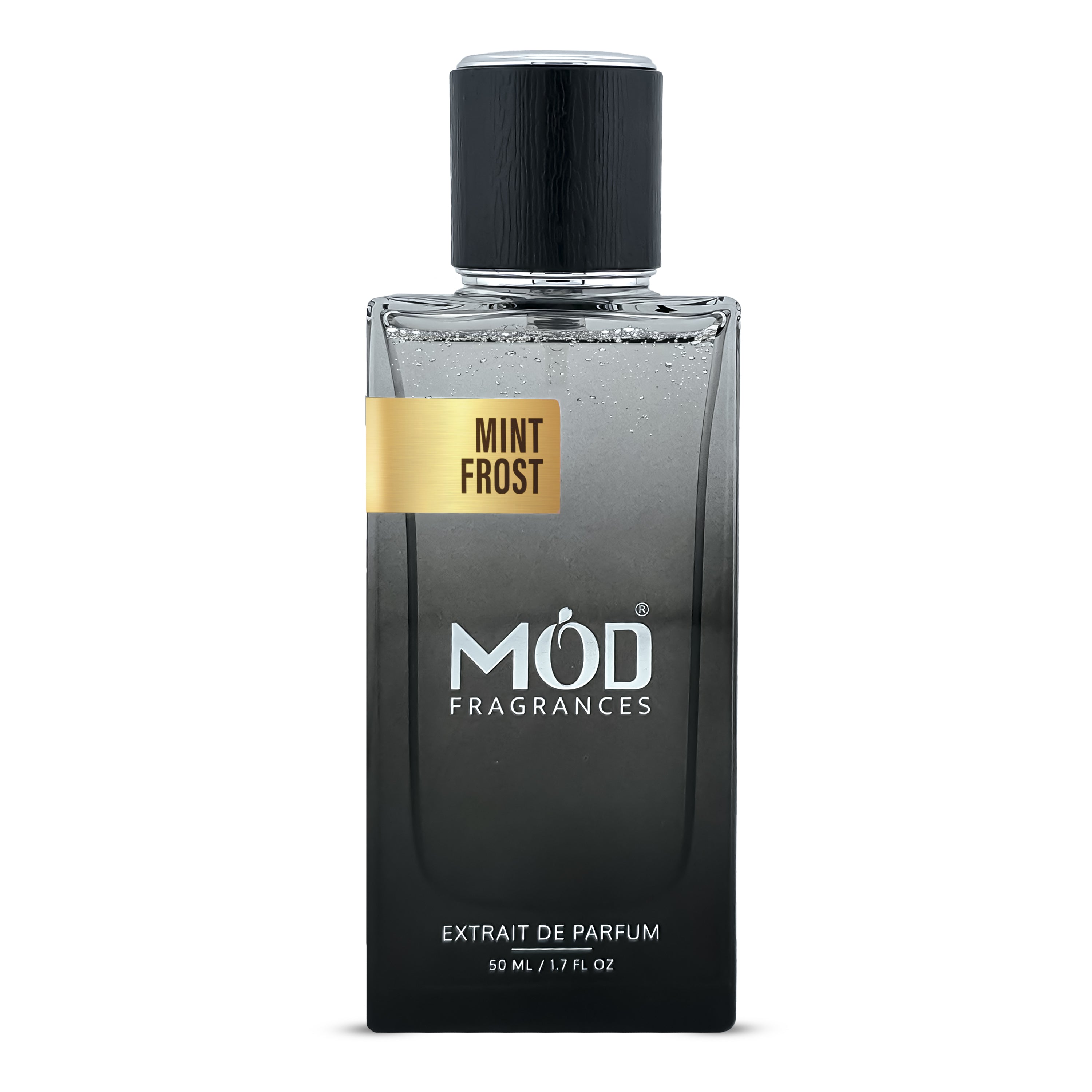Inspired by Le Male elixir Perfume bottle labeled 'Mint Frost' by Möd Fragrances on a white background