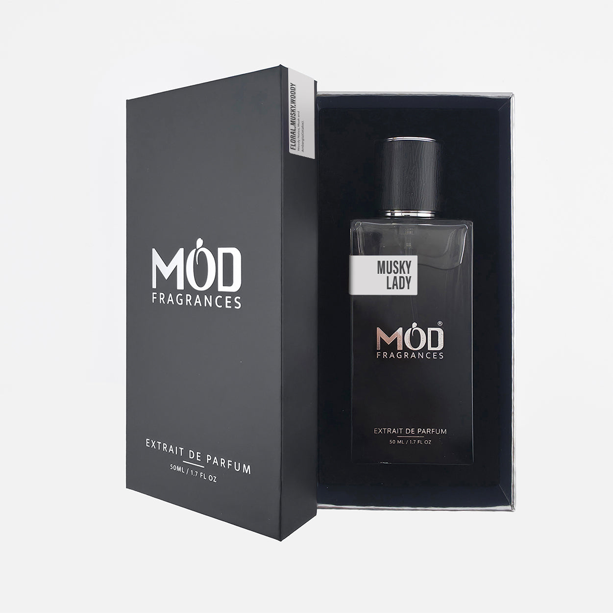 Mod Fragrances Musky Lady perfume bottle and packaging on a white background