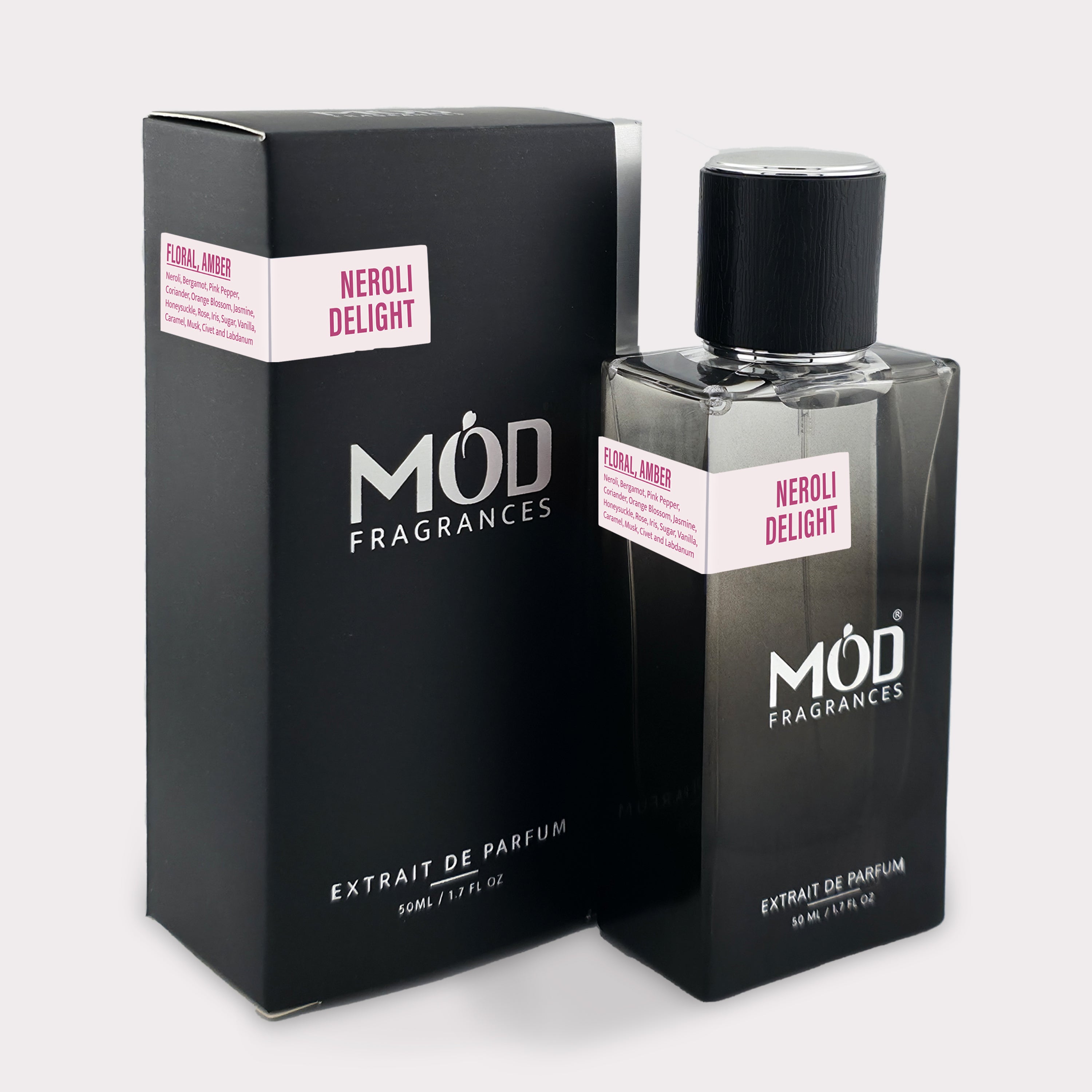 Möd Fragrances Neroli Delight perfume bottle and packaging on a white background