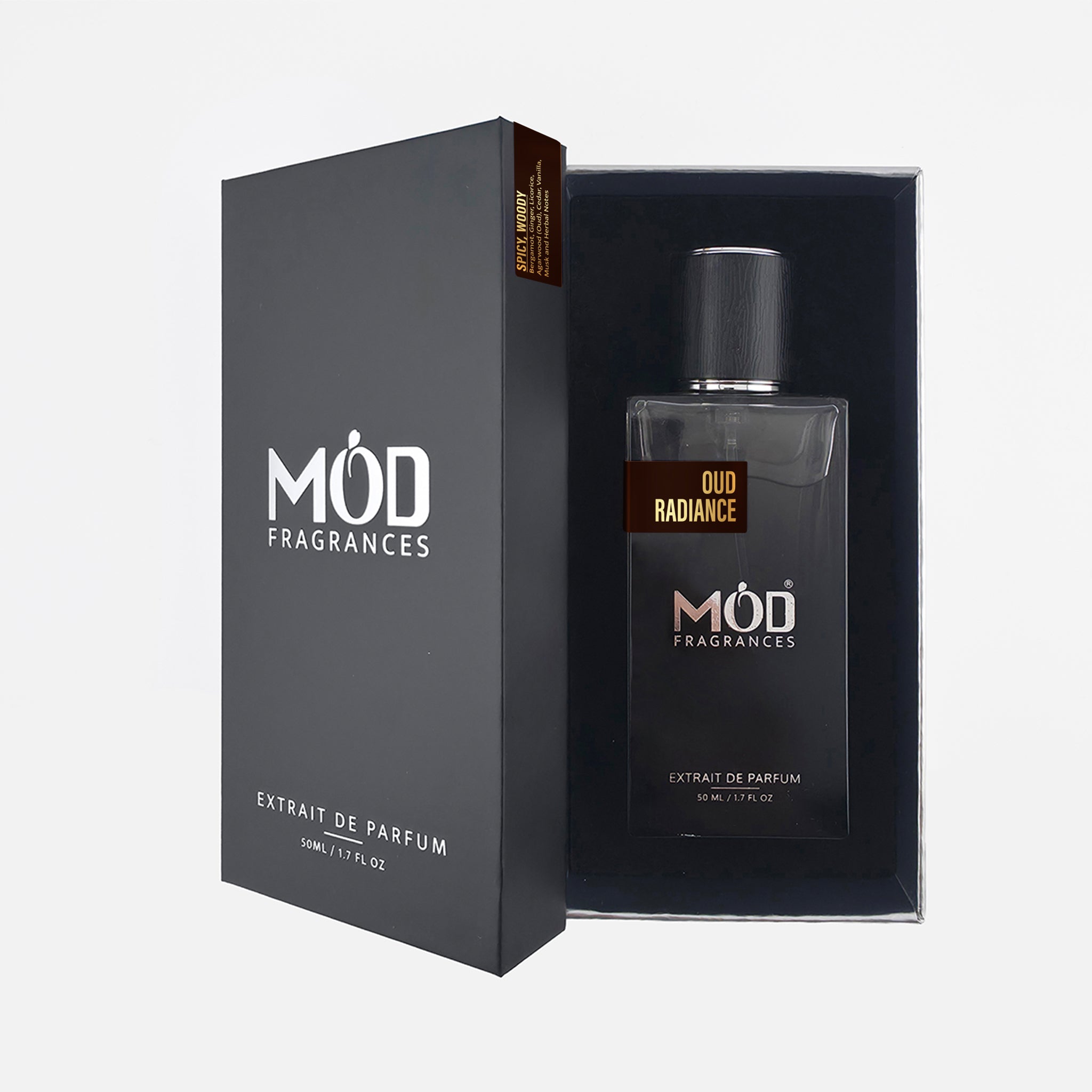 MOD Fragrances perfume bottle and packaging on a white background