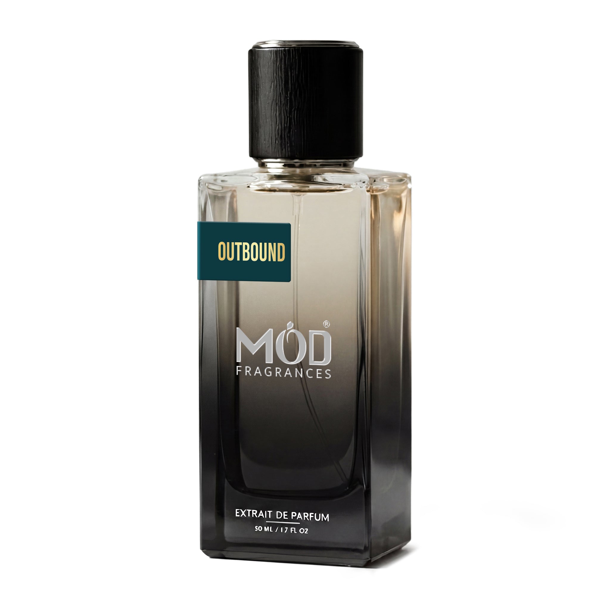 Inspired by Amouage Outlands Perfume bottle labeled 'Outbound by MOD Fragrances on a white background