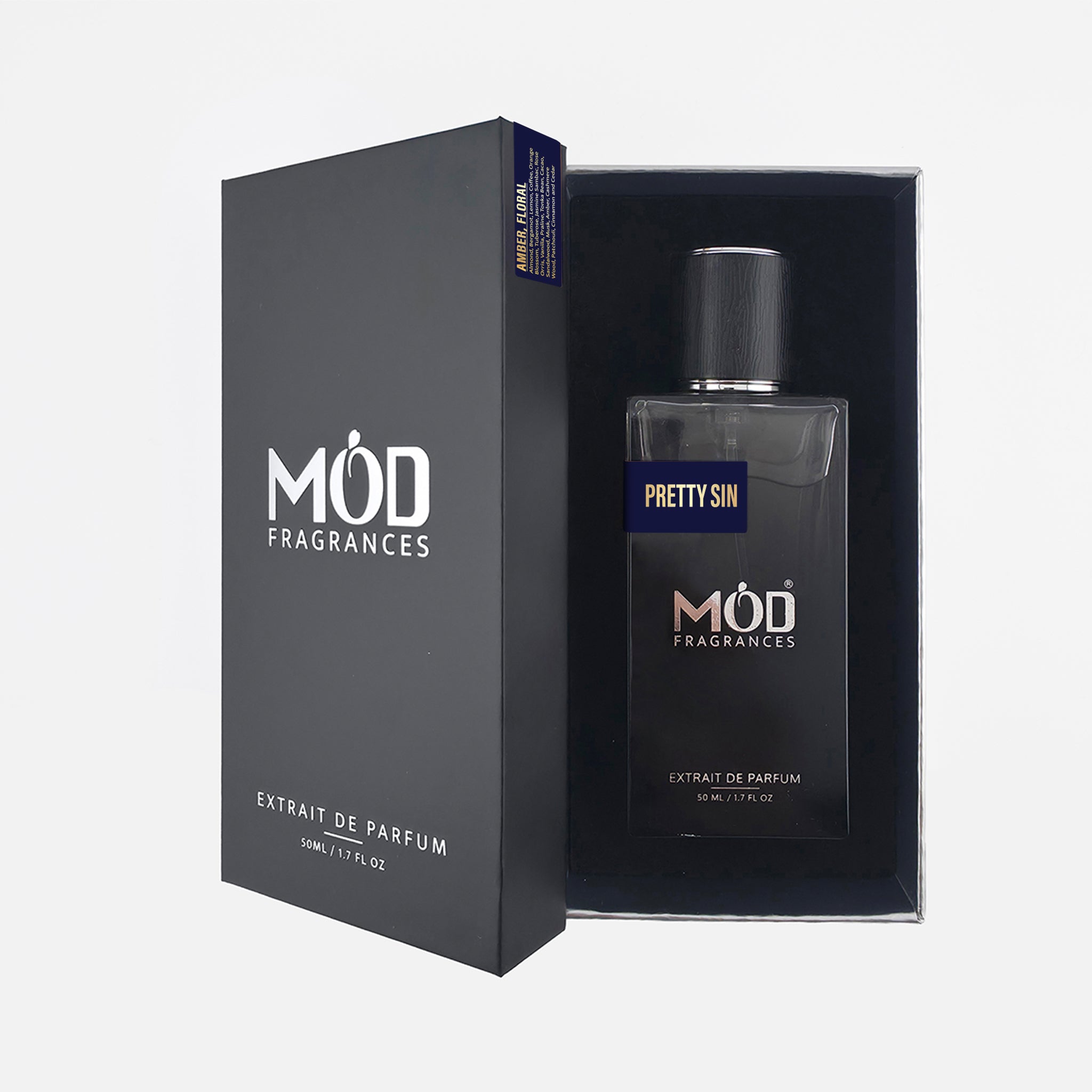 Inspired by Good Girl Mod FragrancesPretty Sin perfume bottle and packaging on a white background