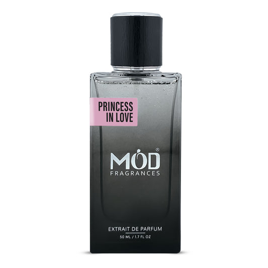 Blooming Bouquet Inspired Perfume bottle labeled 'Princess in Love' by MOD Fragrances on a white background