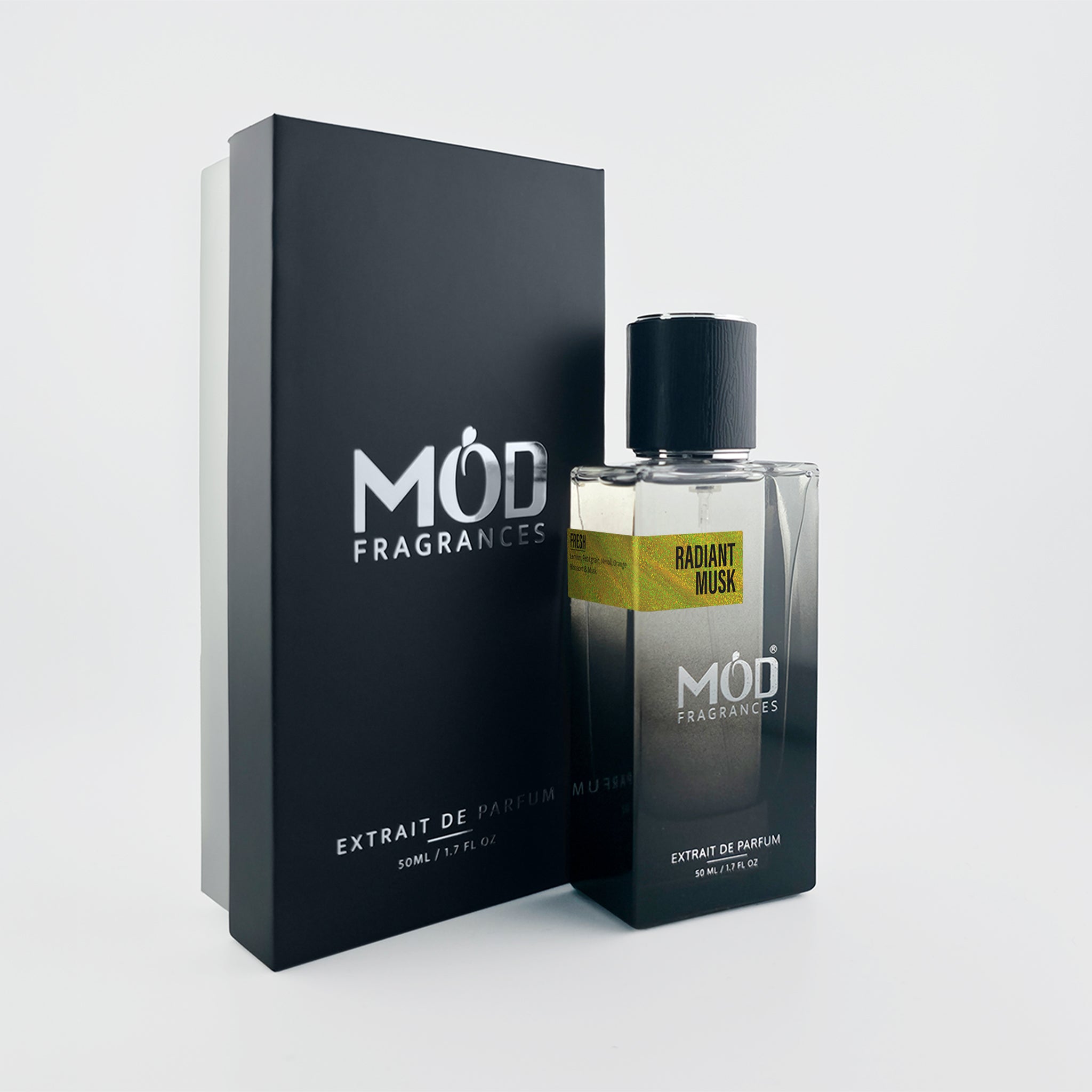 Möd Fragrances perfume bottle and packaging on a light gray background