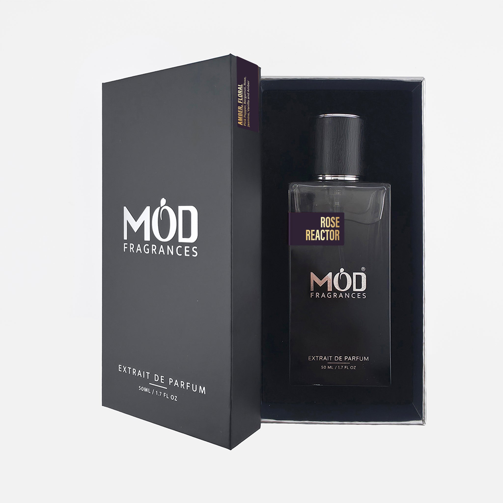Inspired by Atomic Rose Perfume Dupe. Rose Reactor by Mod Fragrances. Black Color Perfume bottle