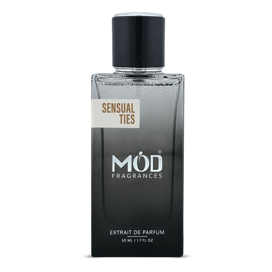 Liaisons Dangereuses Perfume Dupe bottle labeled 'Sensual Ties' by 'MOD Fragrances' on a white background
