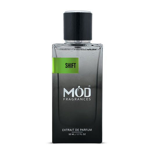 Inspired by Paradigme Black perfume bottle with 'Shift' label on a white background