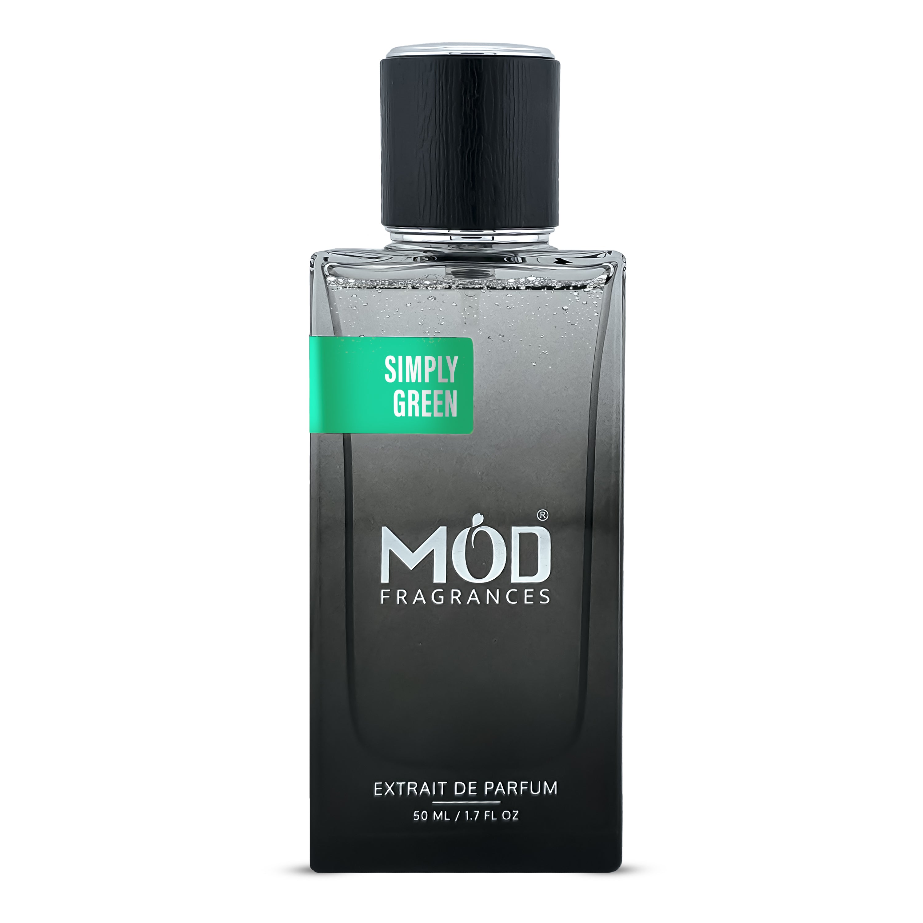 Inspired by Greenley Black perfume bottle with 'Simply Green' label on a white background