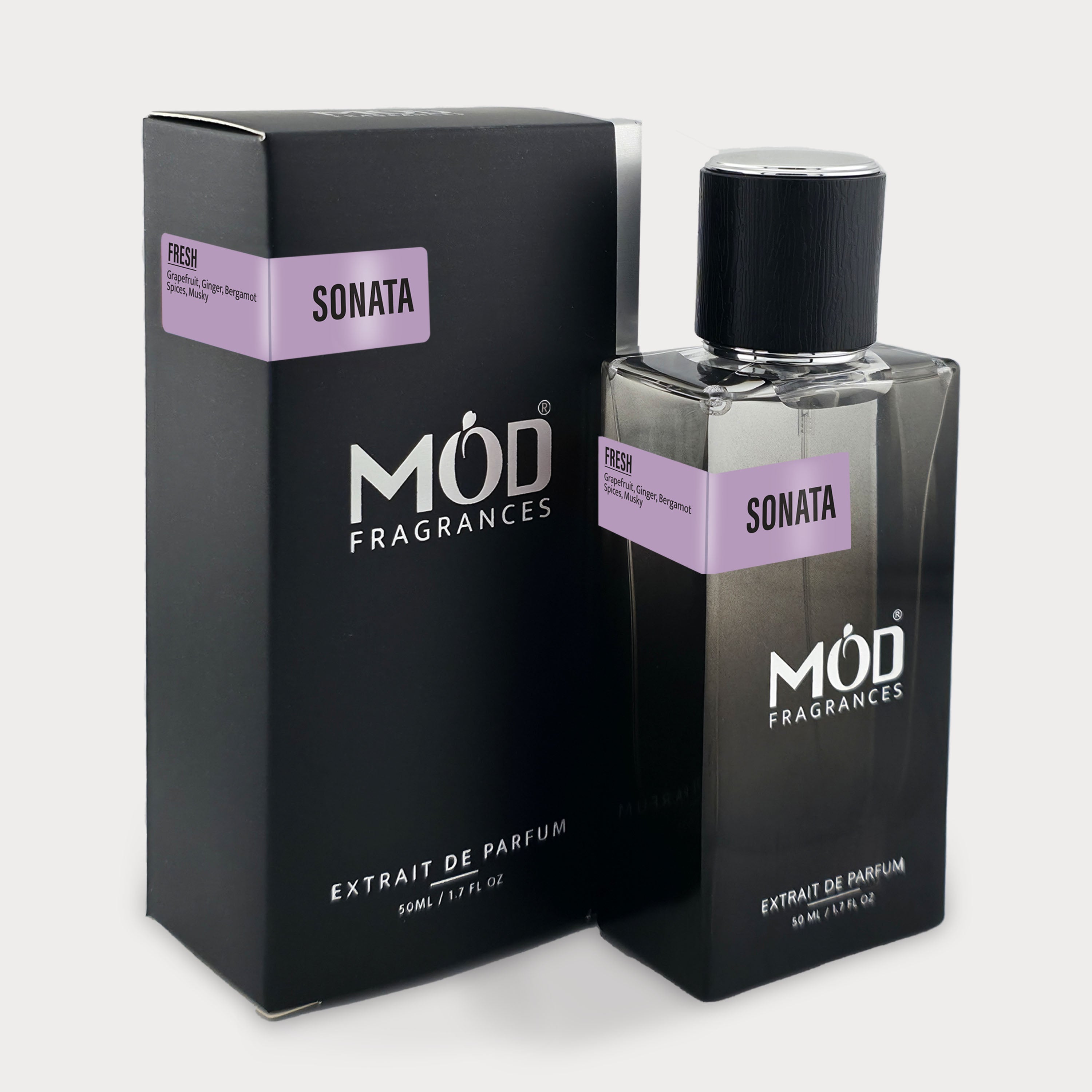 Möd Fragrances Sonata perfume bottle and packaging on a white background