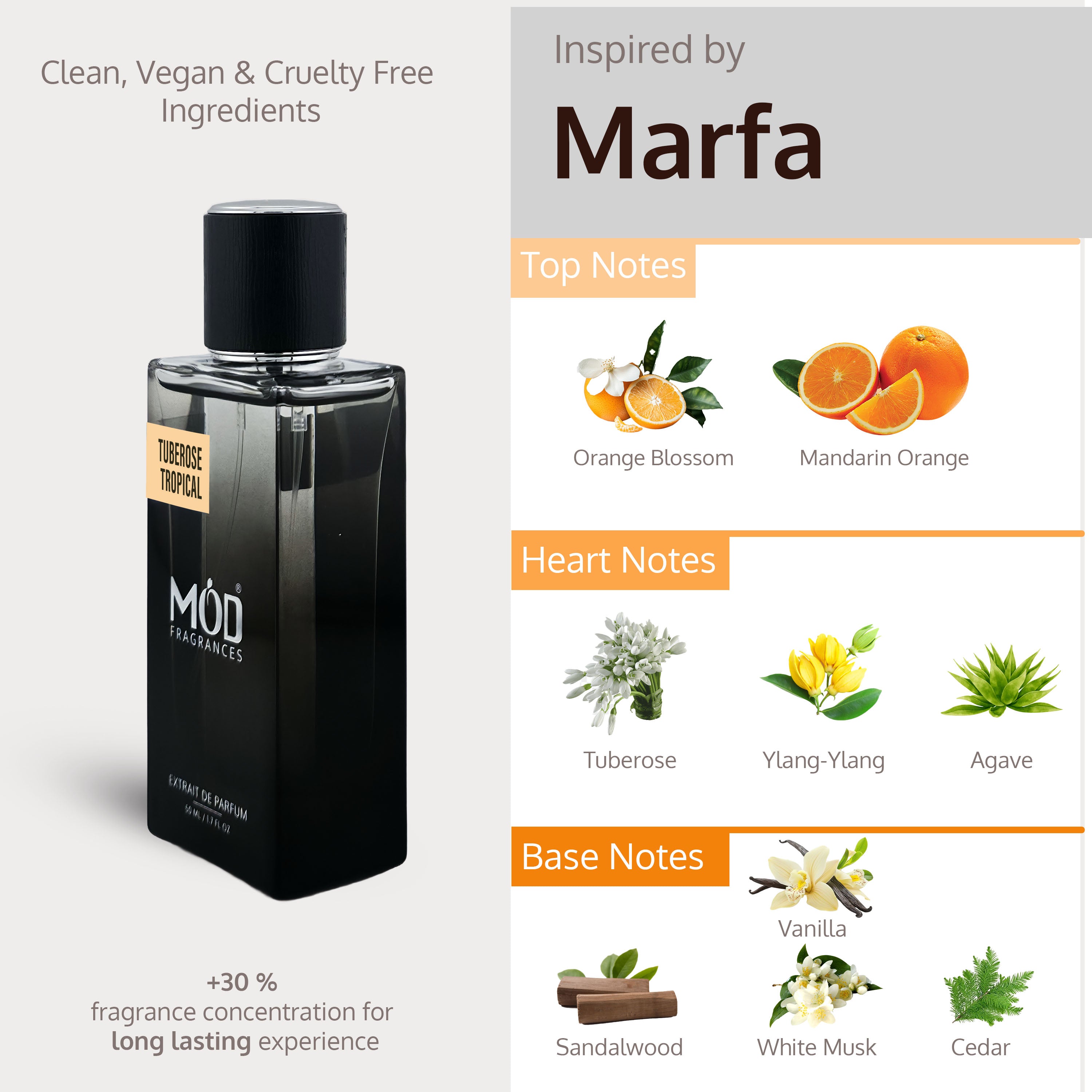 Tuberose Tropical Perfume by Mod Fragrances. Inspired by Marfa Memo Paris