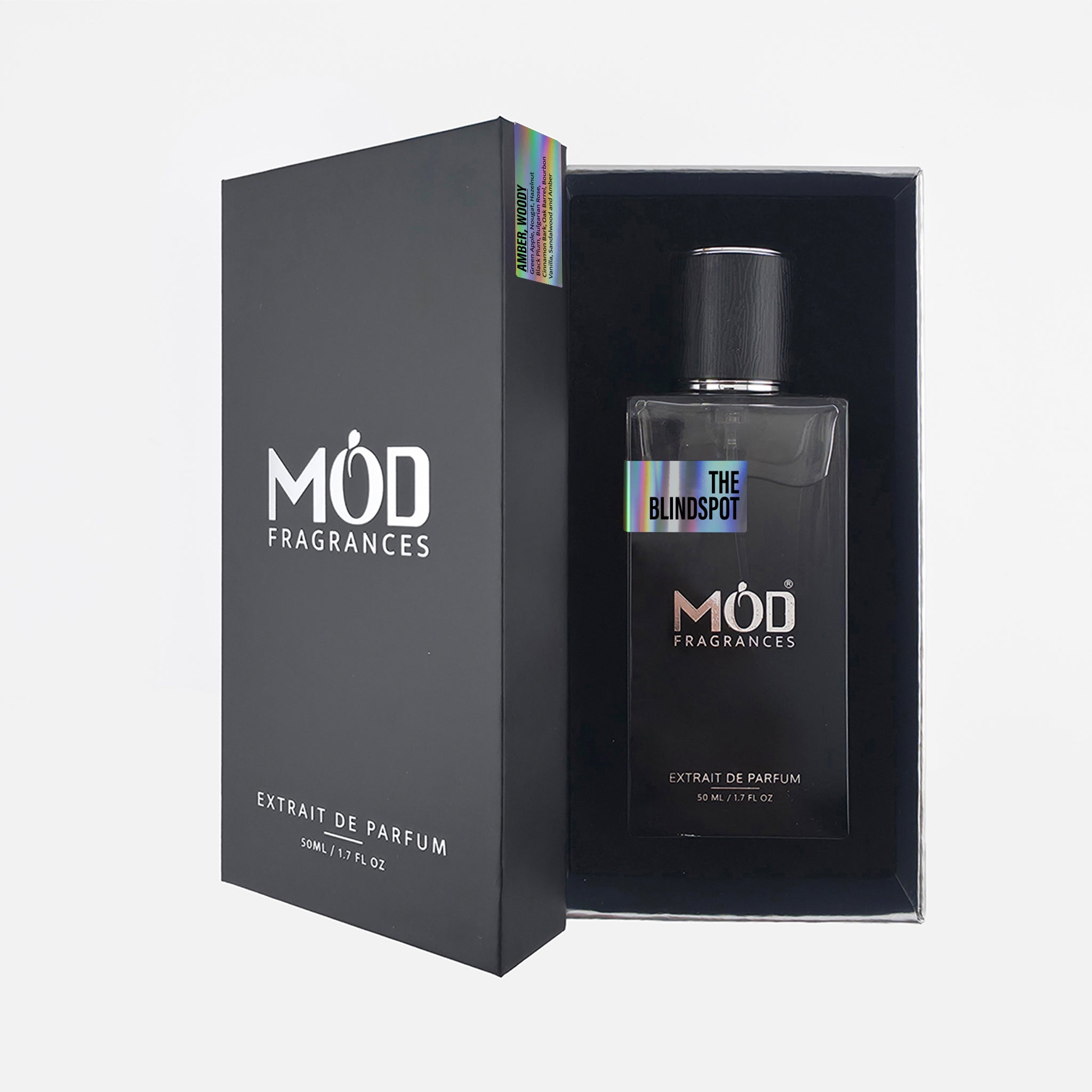 MOD Fragrances perfume bottle and packaging on a white background
