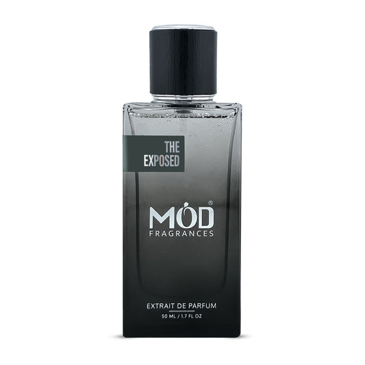 Inspired by En Prise Black perfume bottle labeled 'The Exposed MOD Fragrances' on a white background