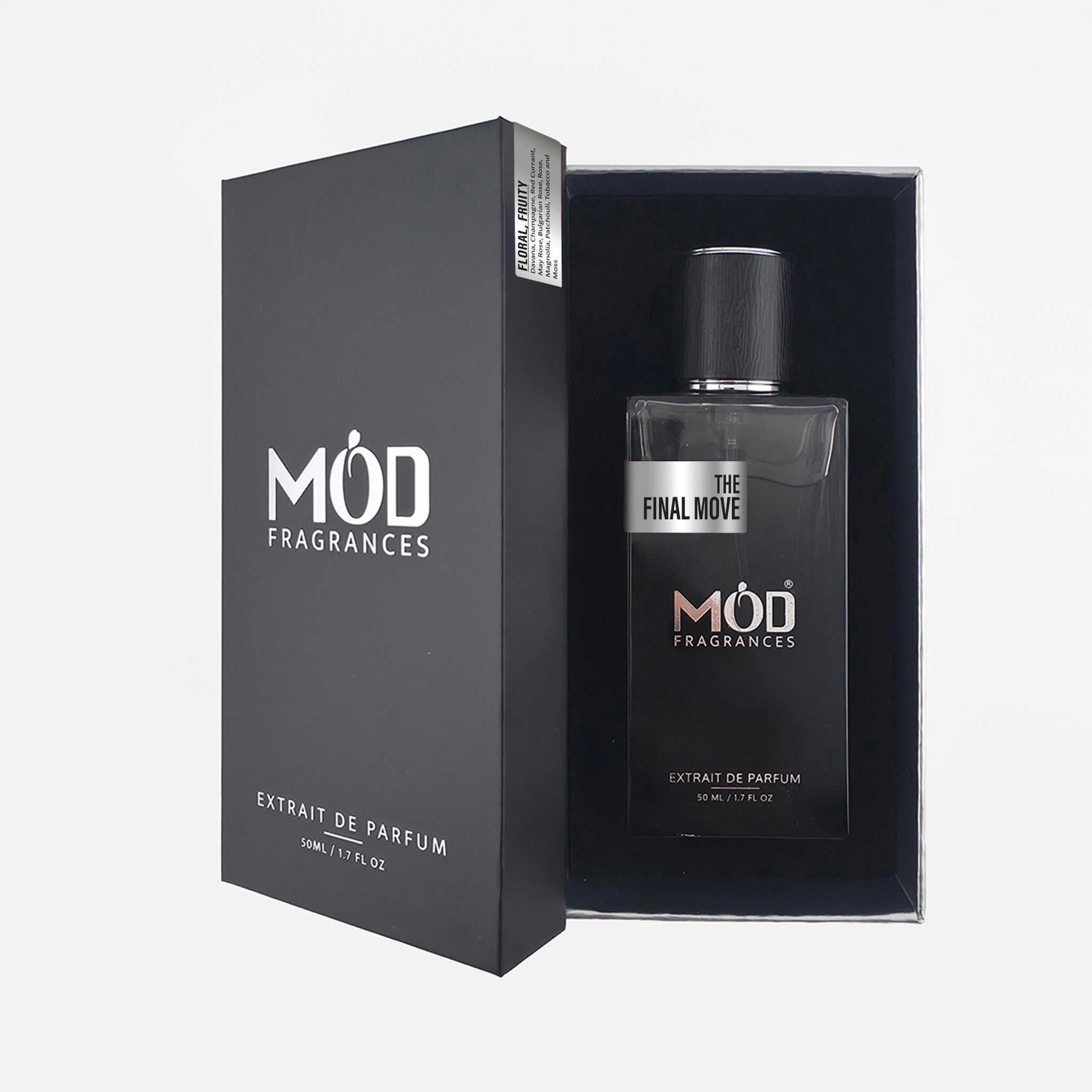 MOD Fragrances perfume bottle and packaging on a white background