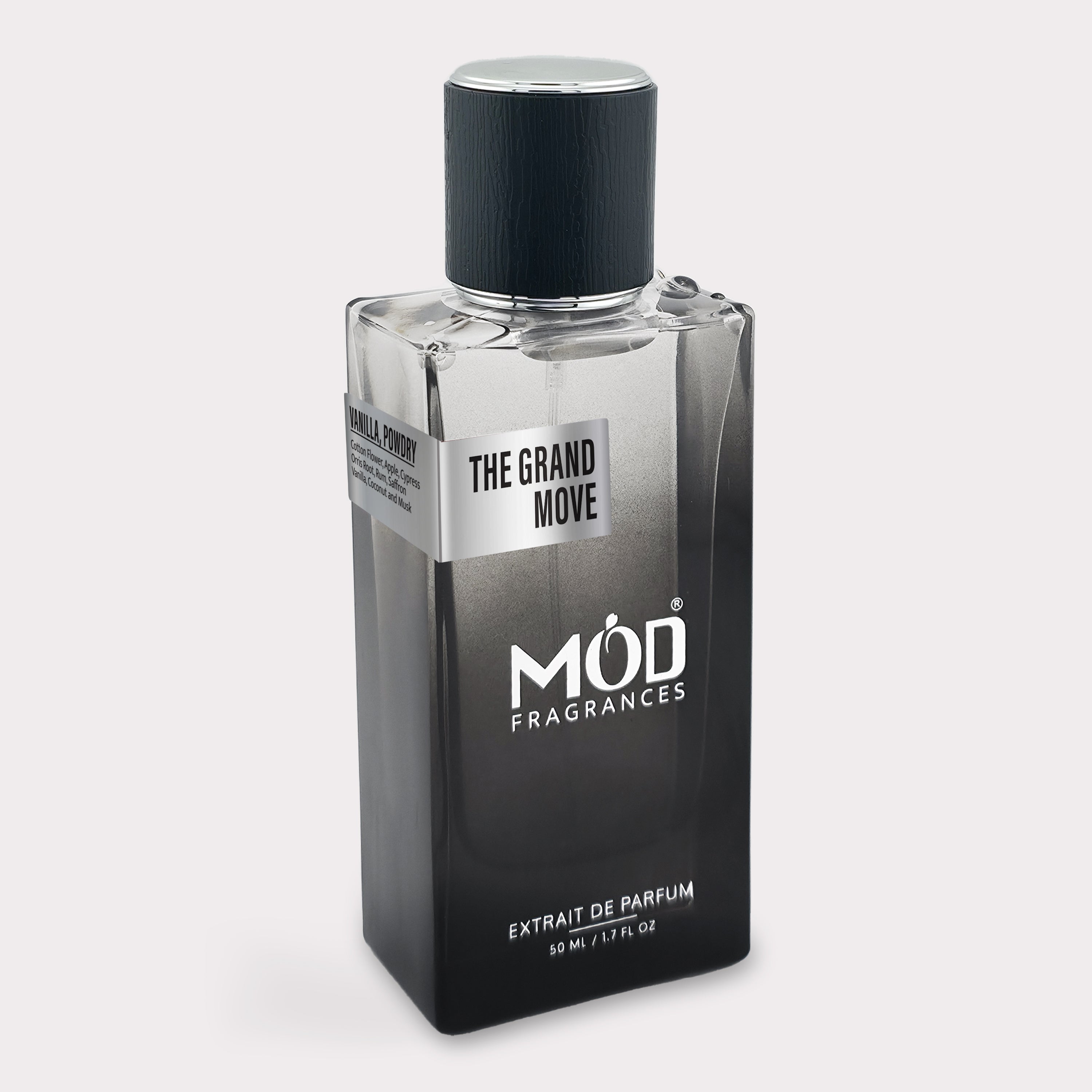 Inspired by Mind Games Queening - Black Perfume Bottle labeled The Grand Move by Mod Fragrances