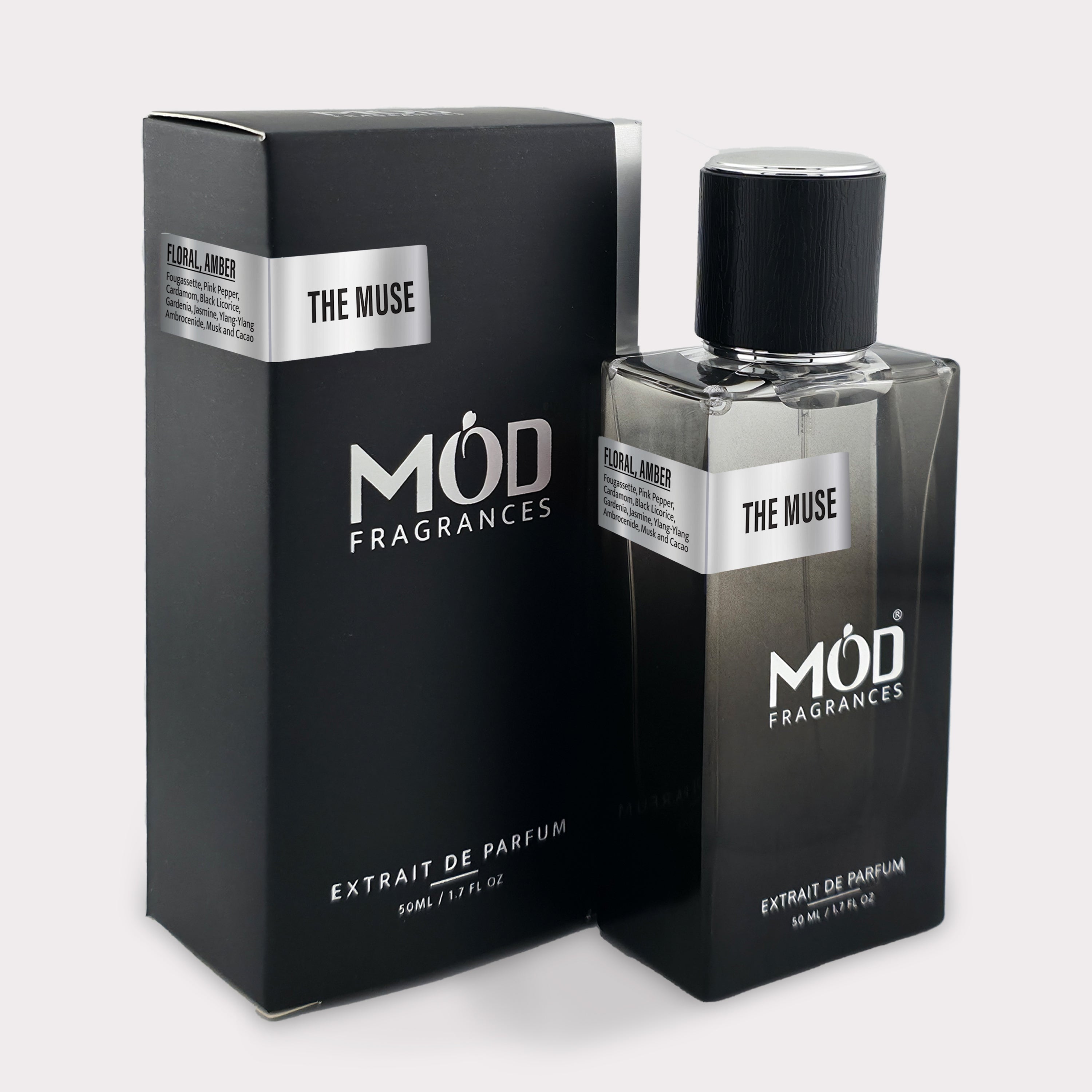 Inspired by Mind Games Caissa Black Perfume Bottle with Label The Muse by Mod Fragrances with box