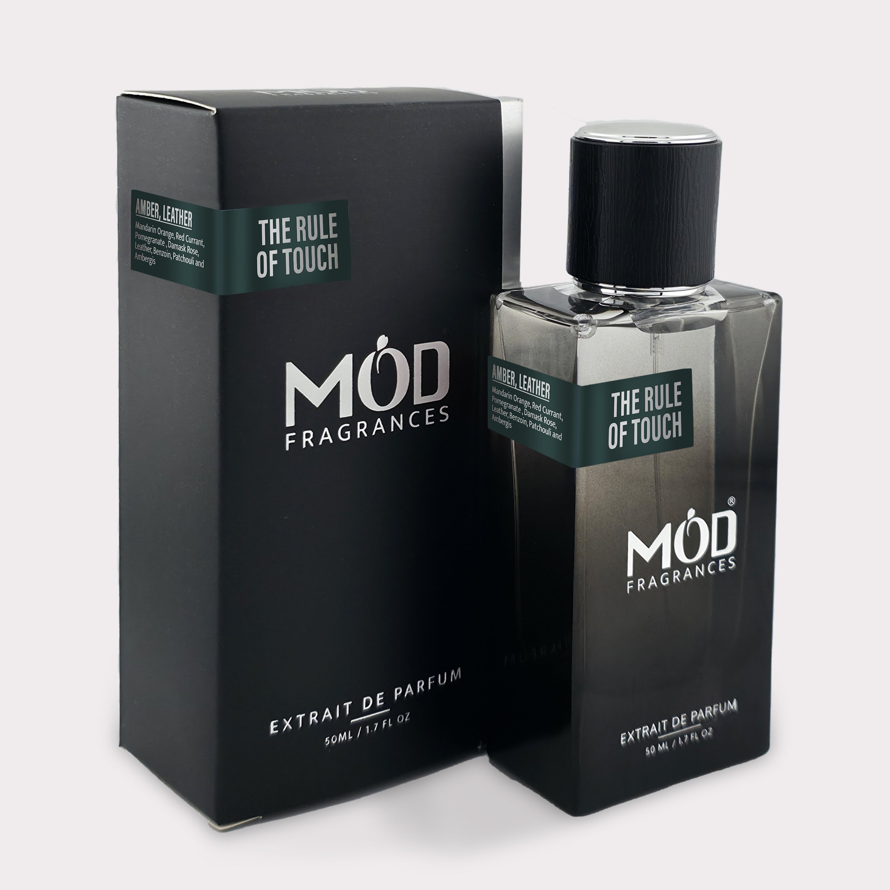 Inspired by Mind Games J'Adoube Perfume Dupe The Rule of Touch by Mod Fragrances Black Perfume Bottle with Box