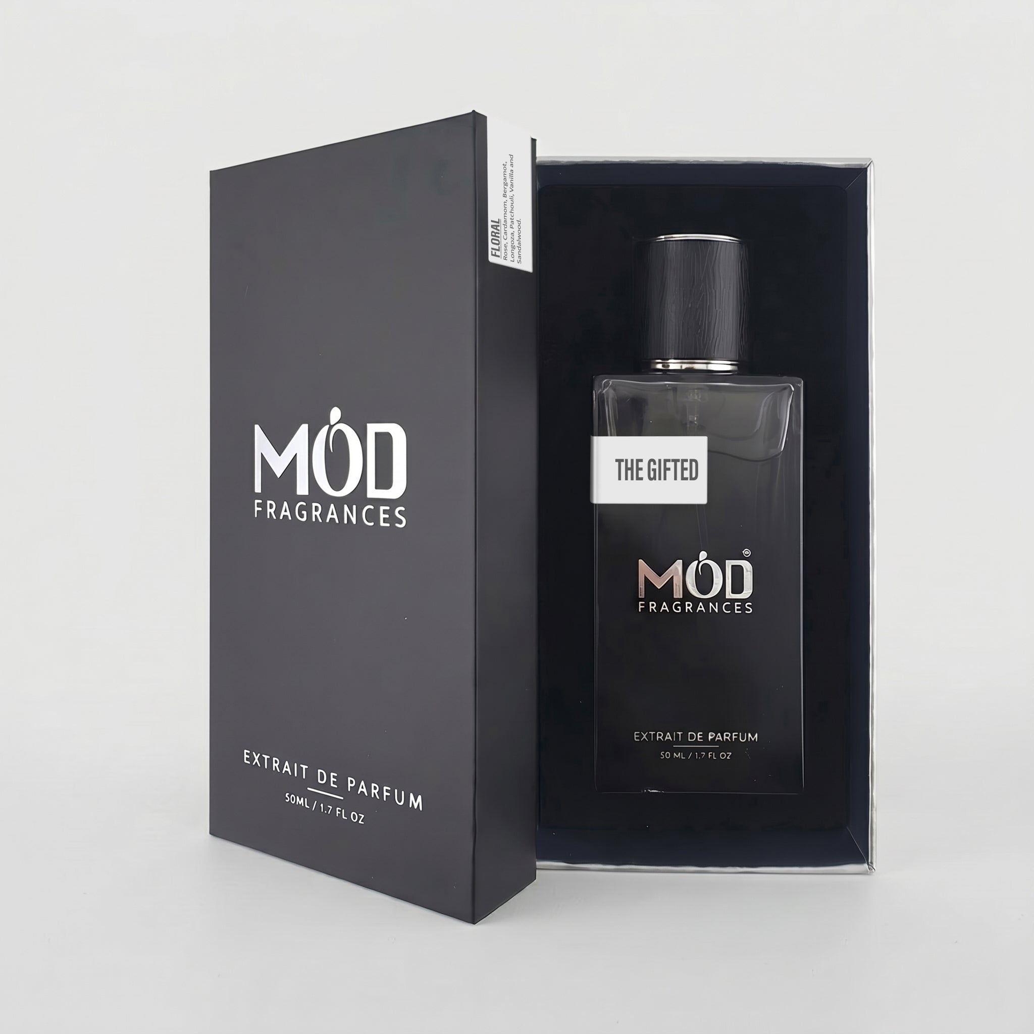 Mod Fragrances perfume bottle and packaging on a light gray background