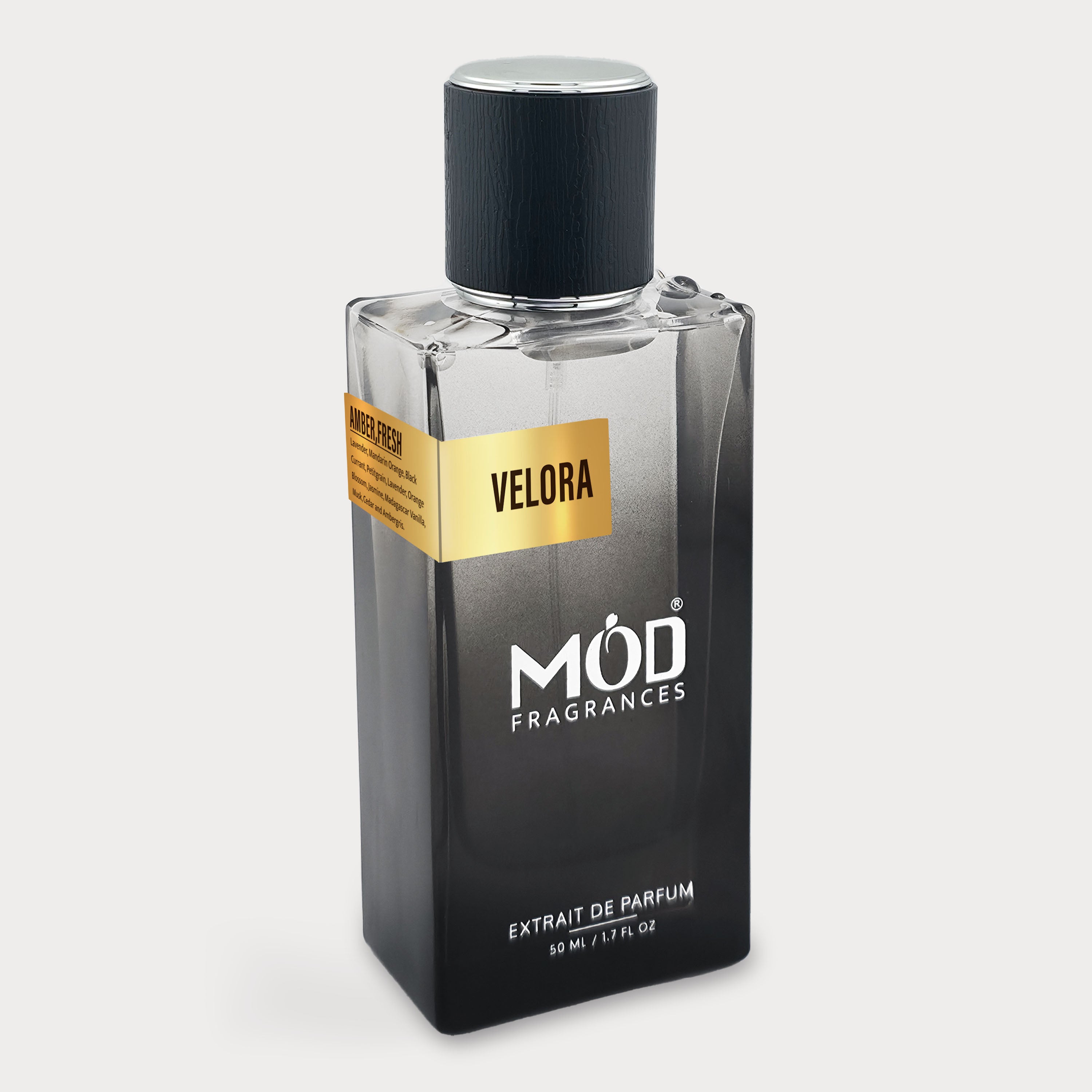 Libre Perfume Dupe Velora MOD Fragrances perfume bottle on a light gray background