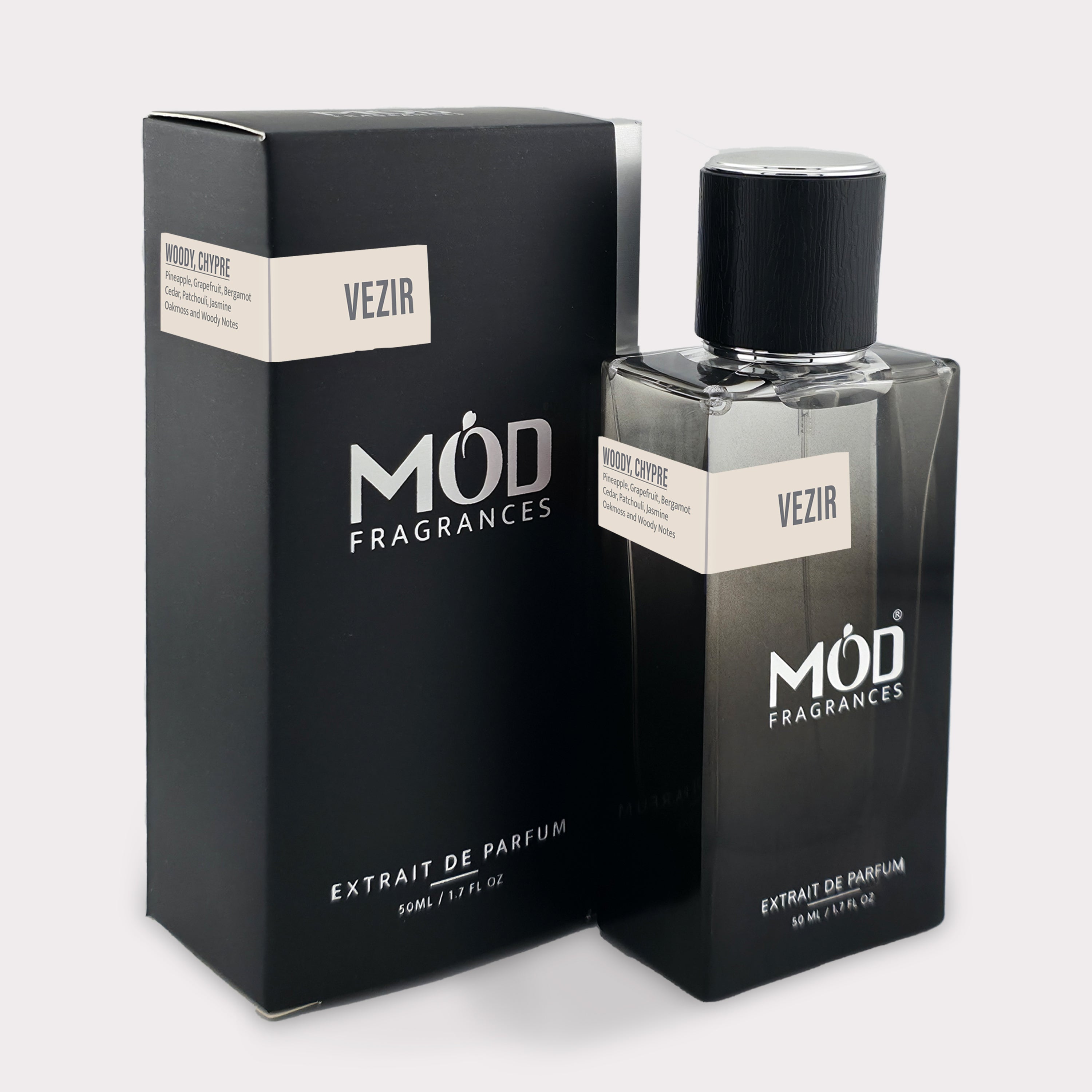 Inspired by Hacivat Möd Fragrances Vezir perfume bottle and packaging on a white background