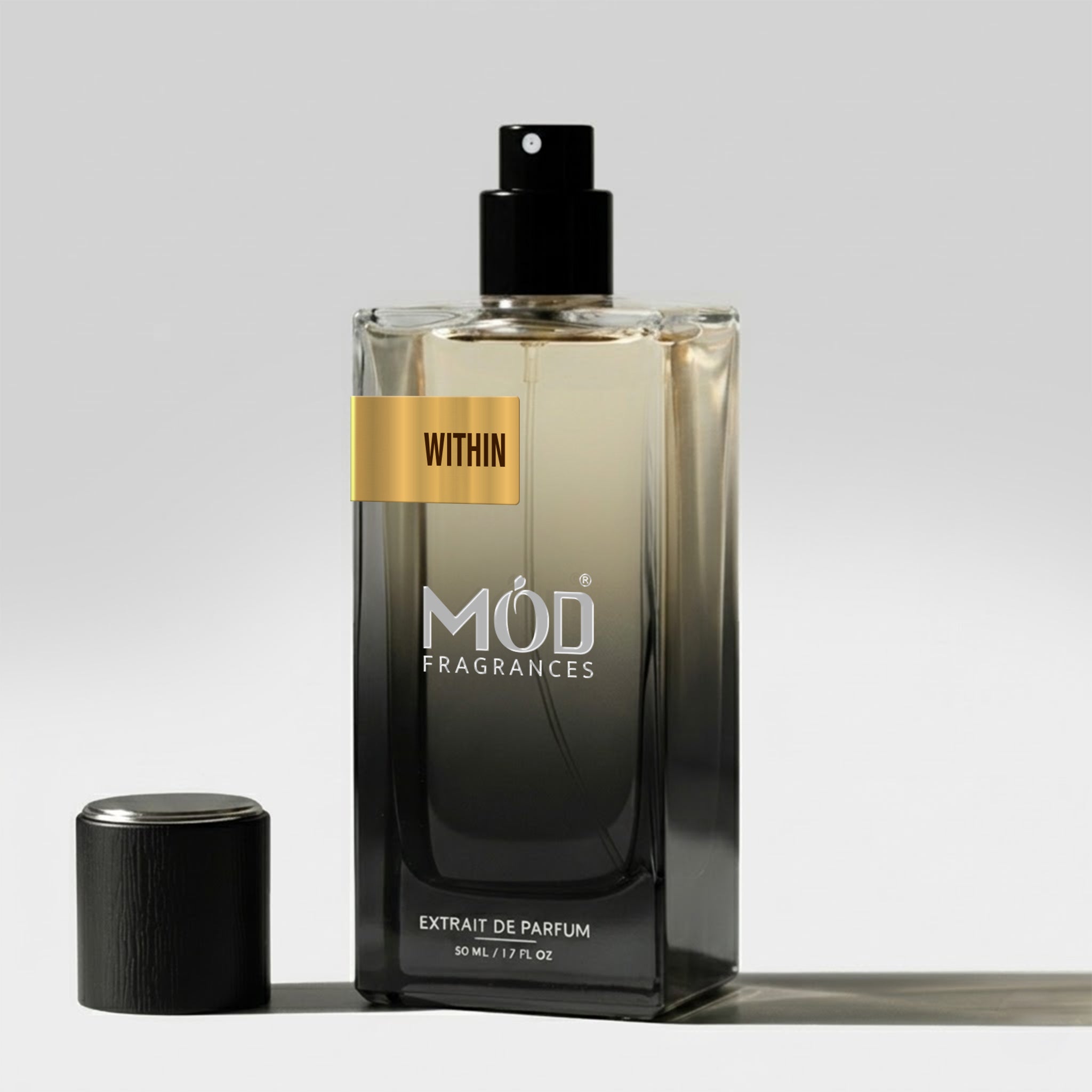 MOD Fragrances perfume bottle on a light gray background